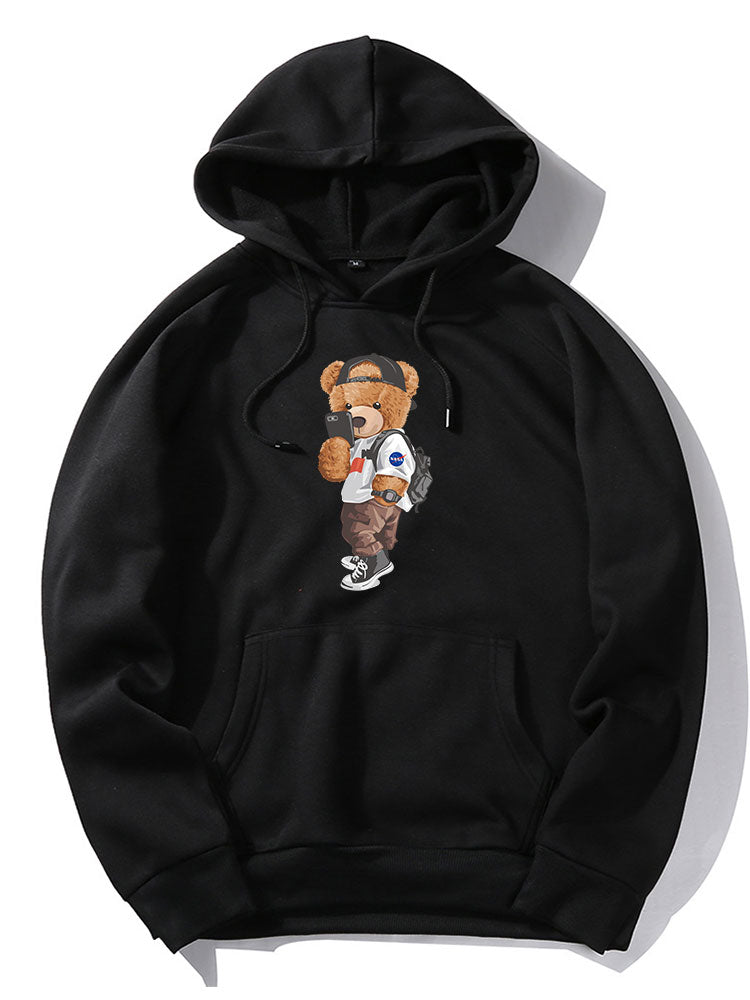 Selfie Bear Print Hoodie
