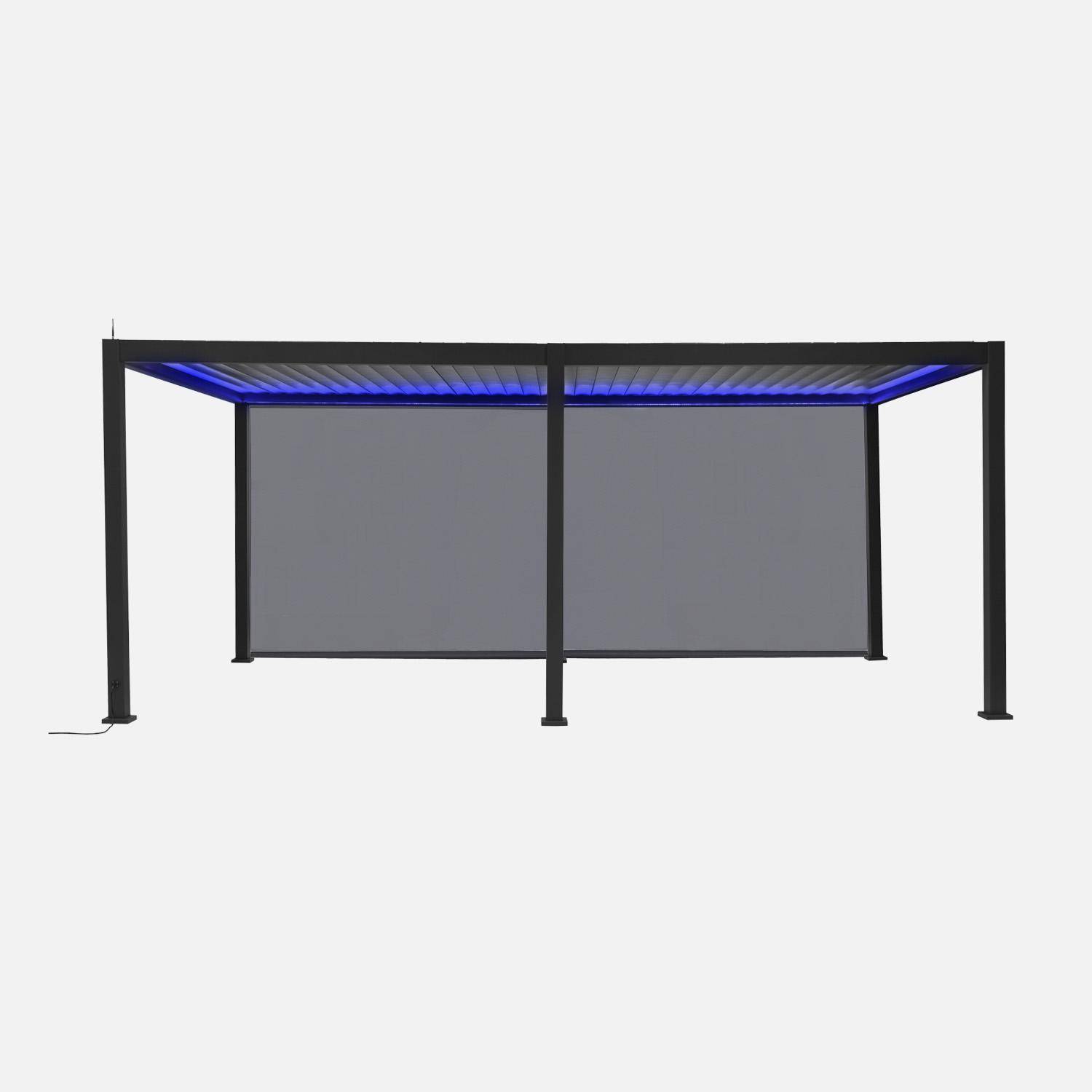 Triomphe 3x6m LED + accesorios - Pérgola bioclimática 3x6m eléctrica de aluminio con LED + 2 toldos de 3m