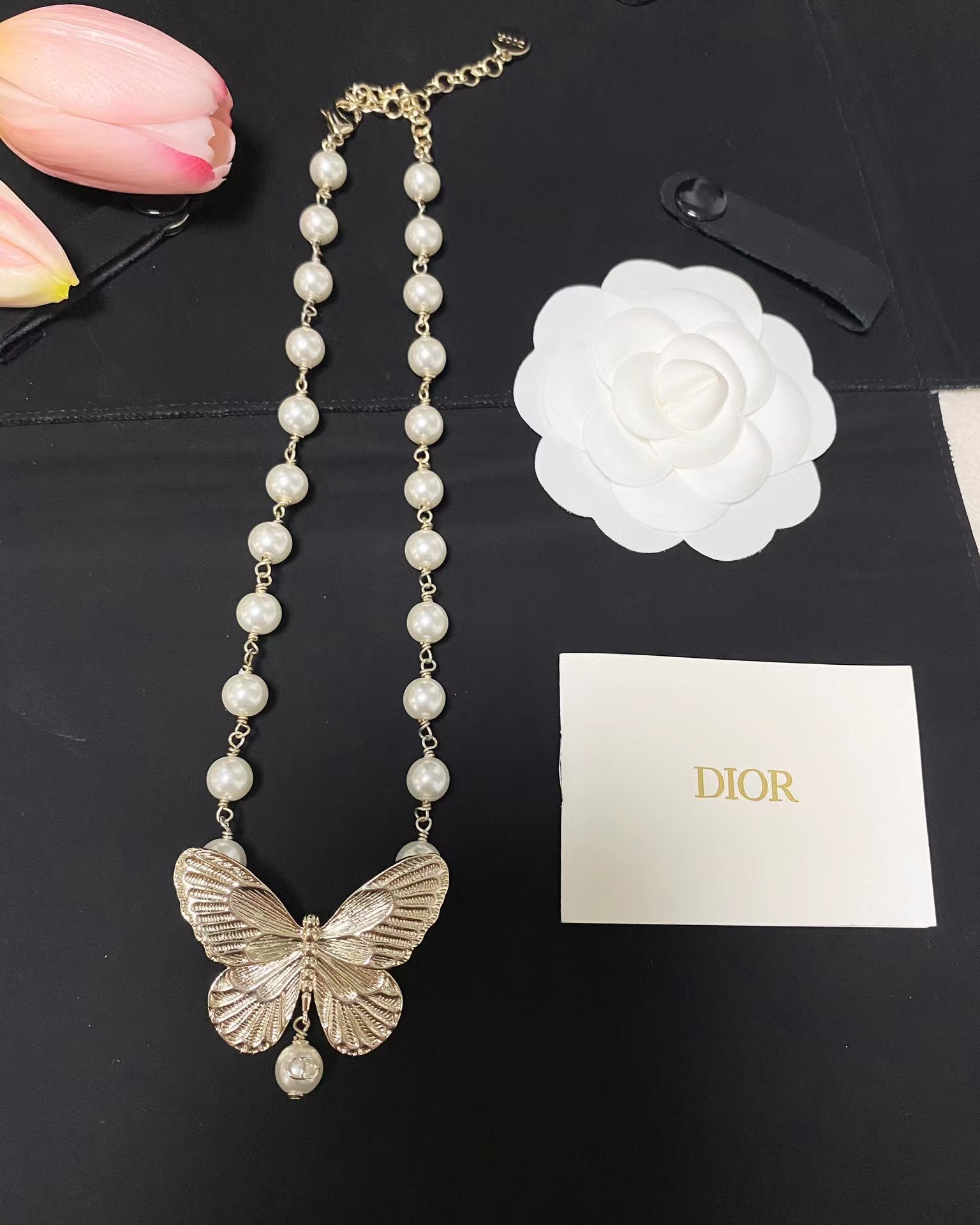 Dior Butterfly Pearl Necklace - Original Replica Club