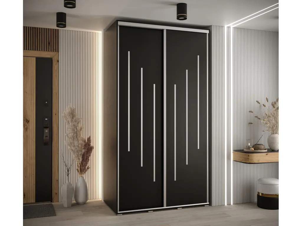ARMARIO Prietocasa 8 DE PUERTAS CORREDERAS 235.2/130/60 2 puertas (Negro/Negro/Plata)