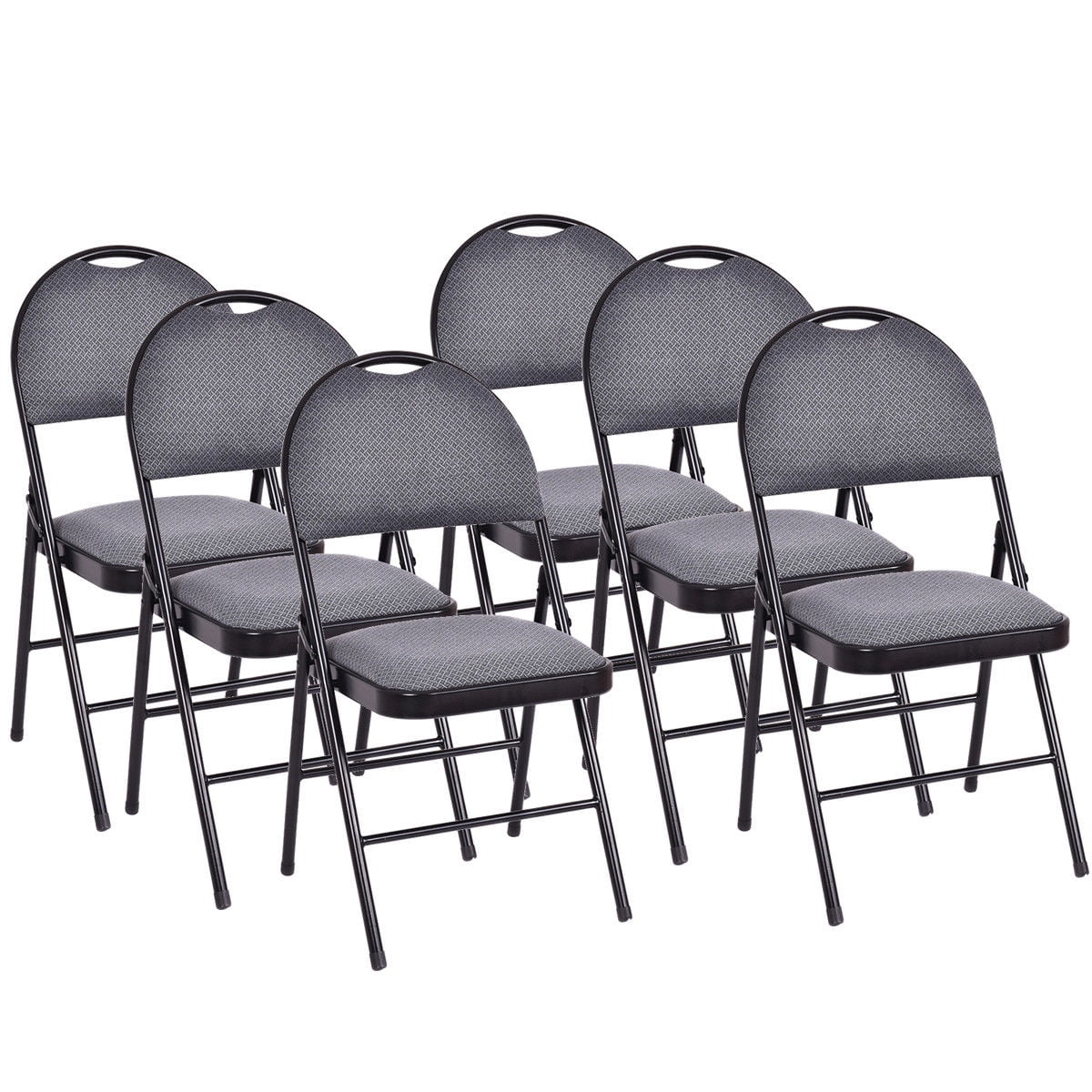 Costway Set of 6 Folding Chairs Fabric Upholstered Padded Seat Metal Frame Home Office - Image 5