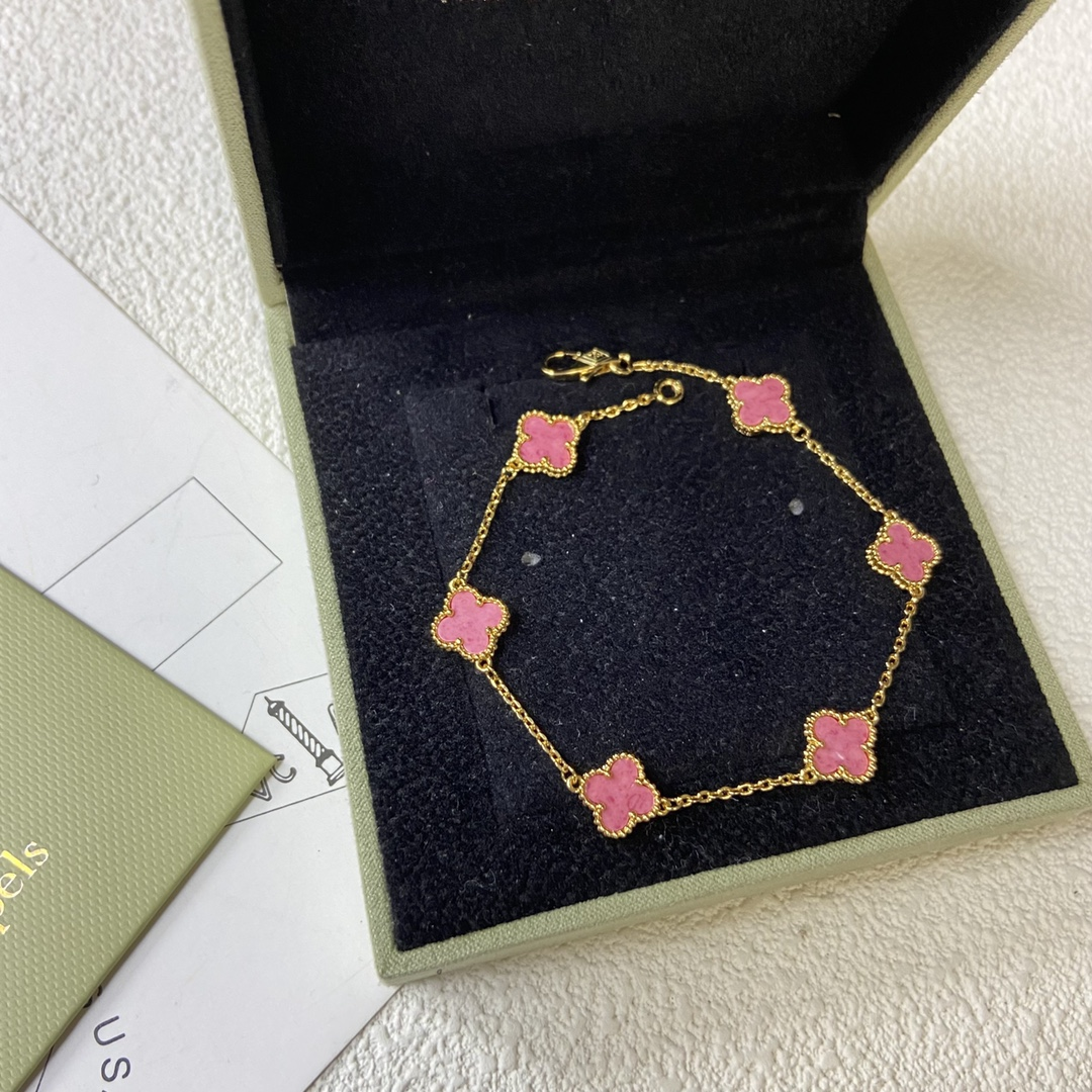 VCA Pink Mini 6 Motifs Sweet Alhambra Bracelet - Original Replica Club