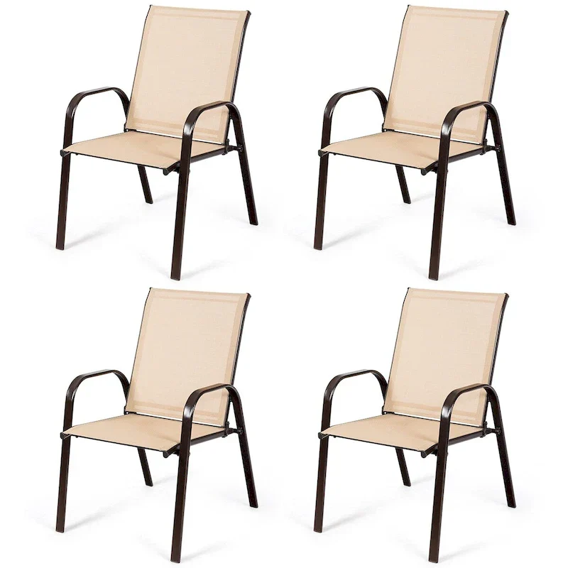 Costway Set of 4 Patio Chairs with Armrests for Garden and Deck - View Details