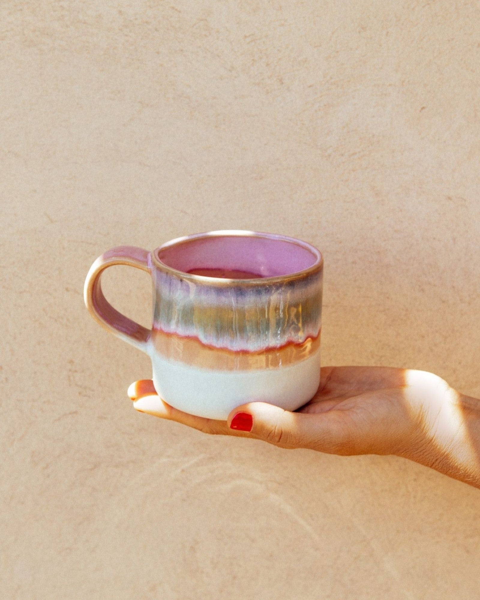 Nódoa Tasse groß dipped rosa grün