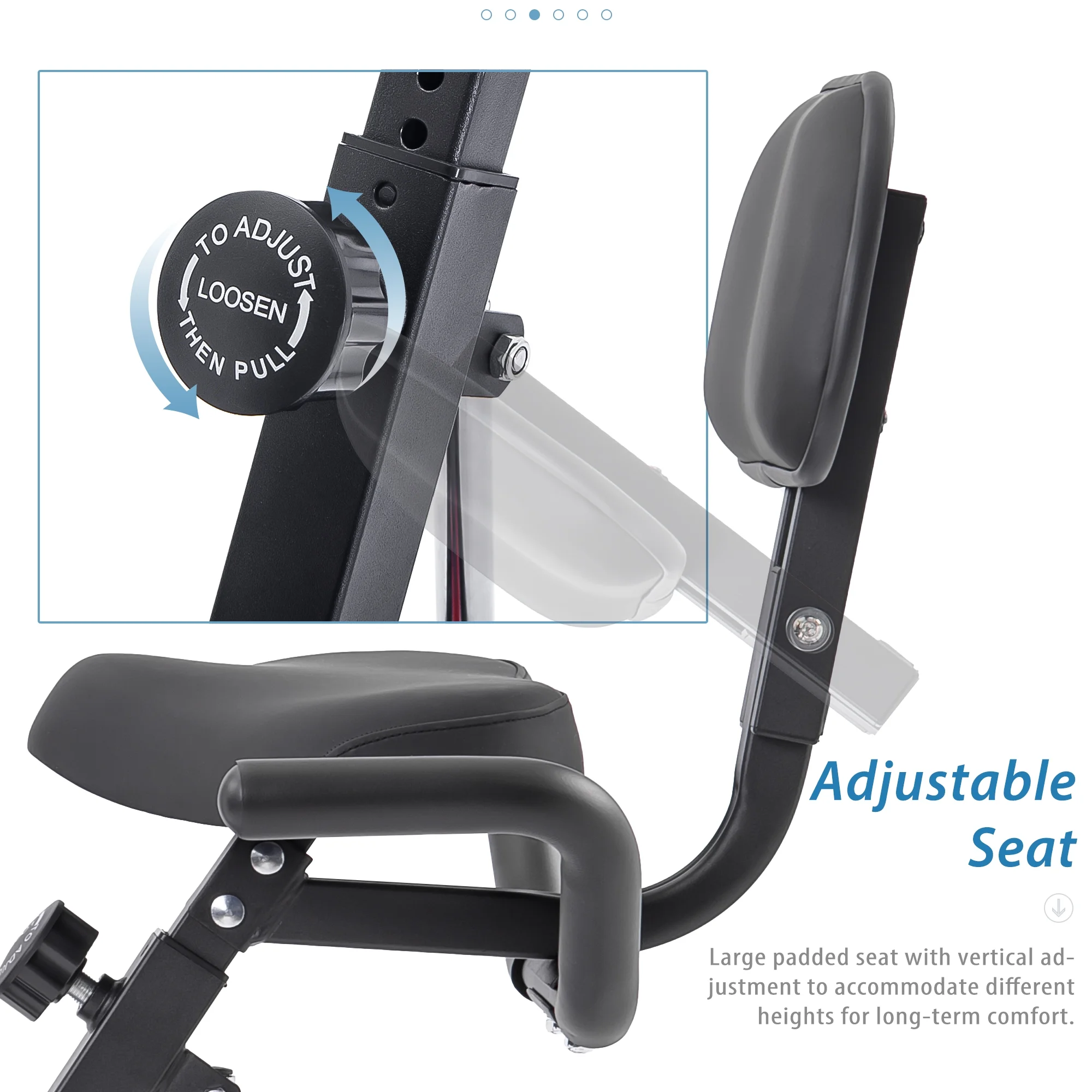 Exercise Bike Foldable Fitness Indoor Stationary Bike Magnetic Upright Recumbent Exercise Bike for Home Workout - Light Blue - Image 5