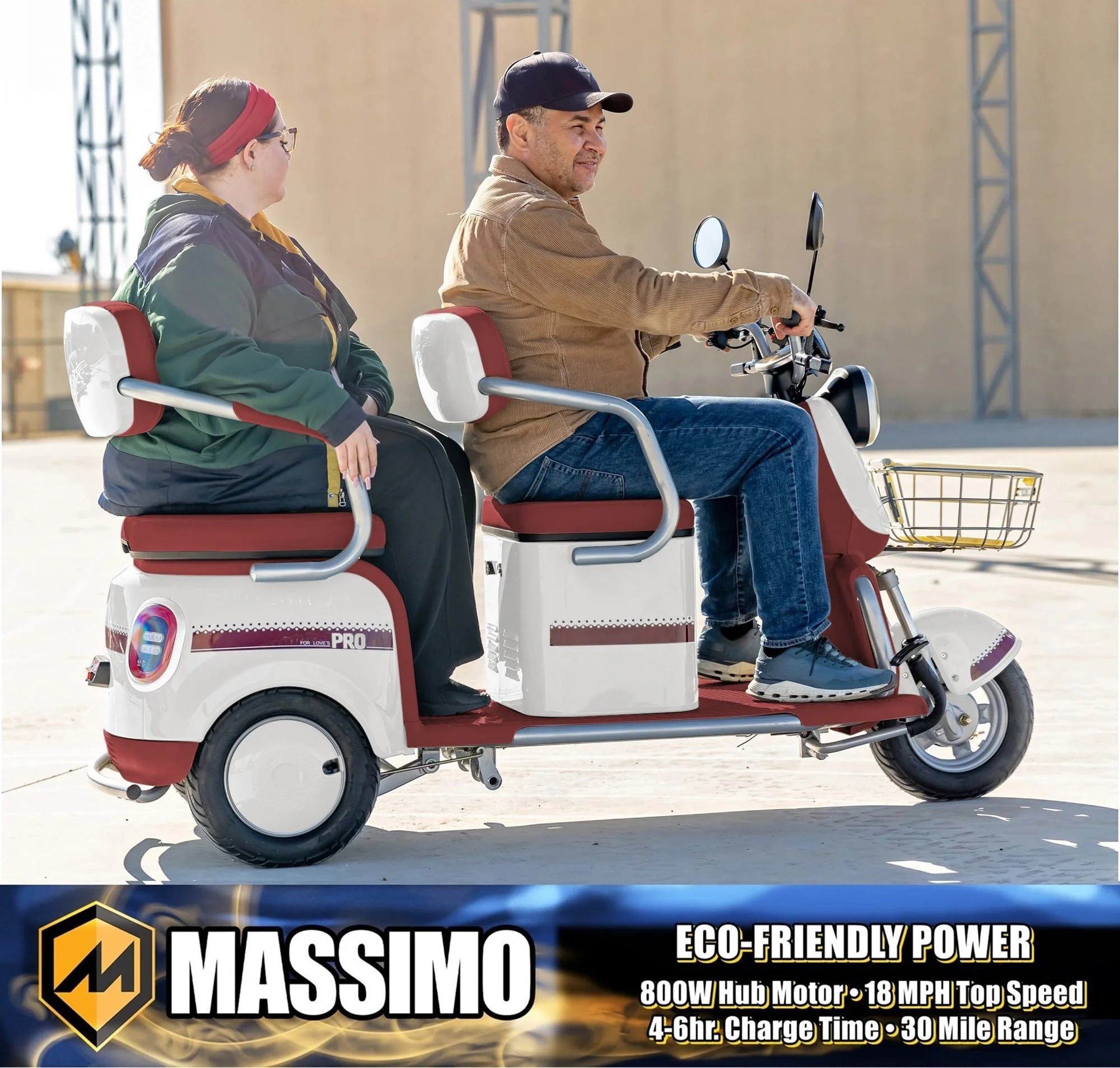 Massimo MGC E-Trike 3-Wheel Electric Cart – 17 MPH, 2-Seater Adult Scooter – Blue - Image 43