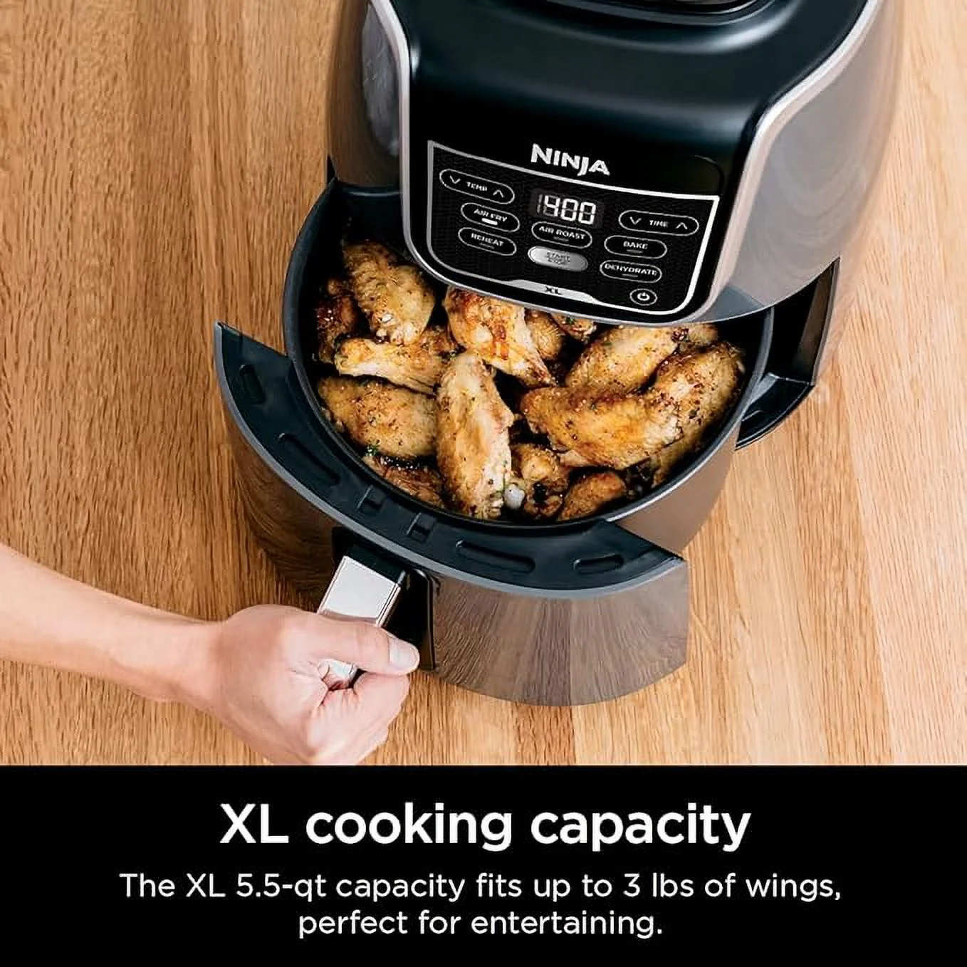 Ninja AF150AMZ Air Fryer XL, 5.5 Qt. Capacity that can Air Fry, Air Roast, Bake, Reheat & Dehydrate, with Dishwasher Safe, Nonstick Basket & Crisper Plate and a Chef-Inspired Recipe Guide, Grey - Image 5