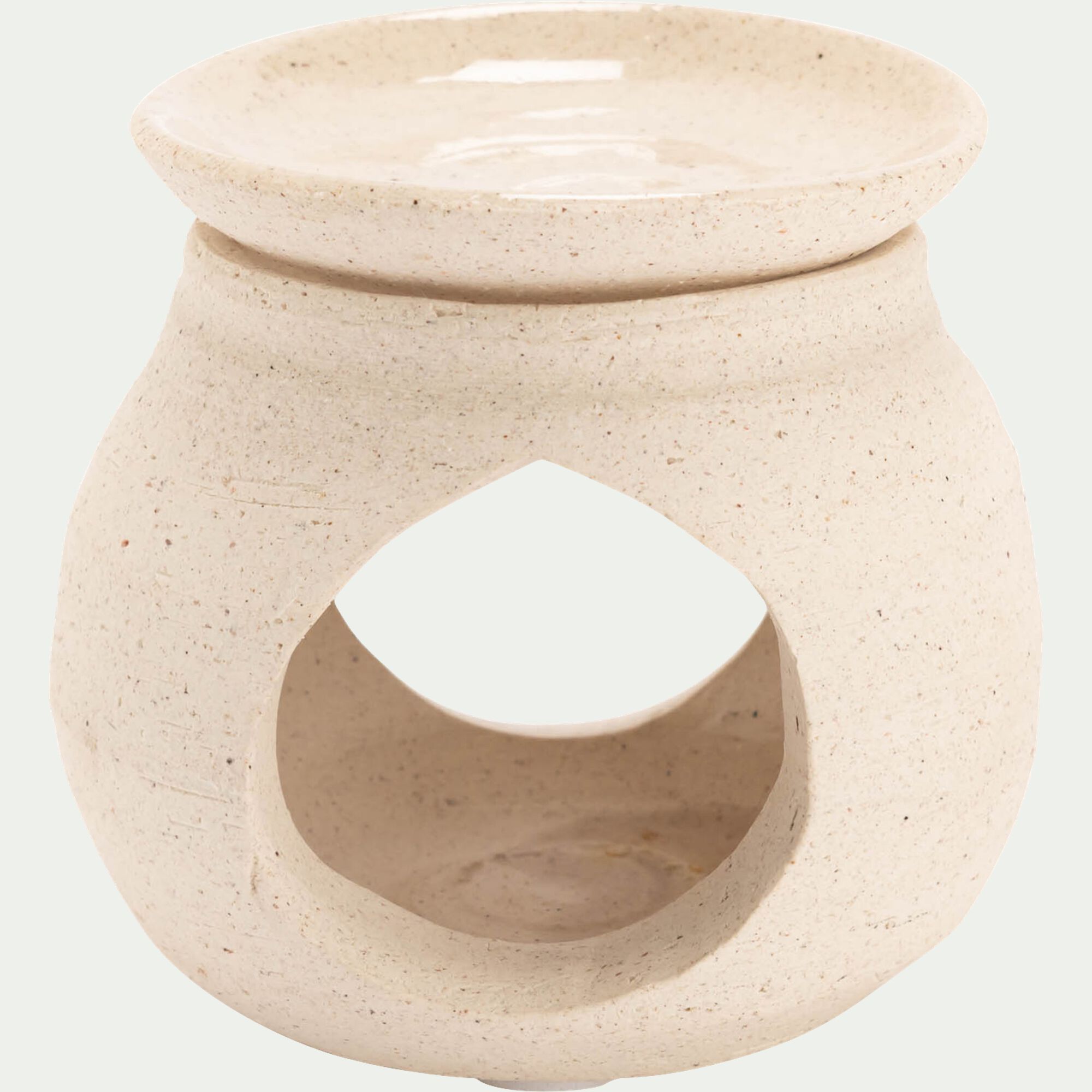 GERANI - Brûle-parfums en grès - beige