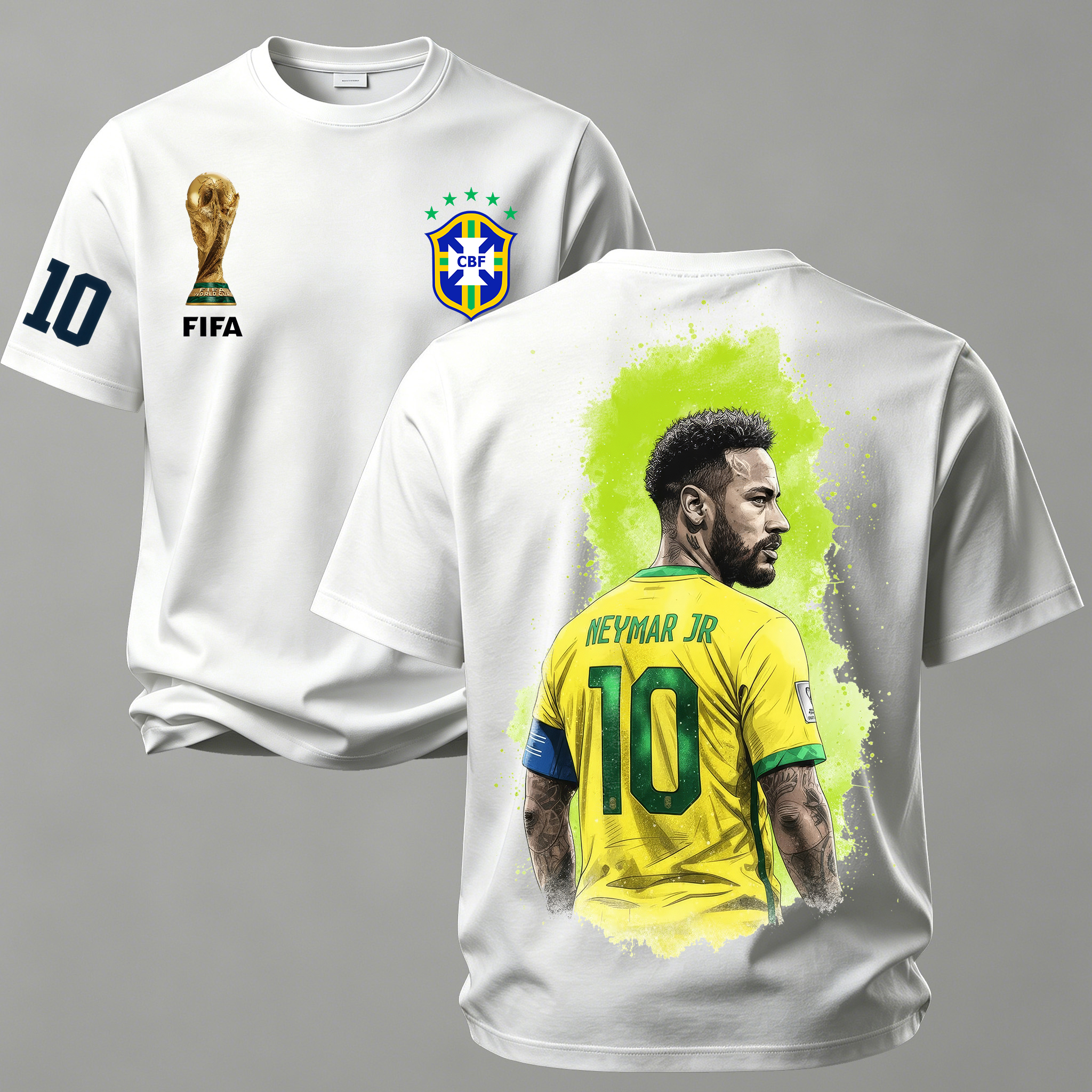 Neon Yellow Green Splatter Soccer Star Printed Unisex Oversized T-shirt