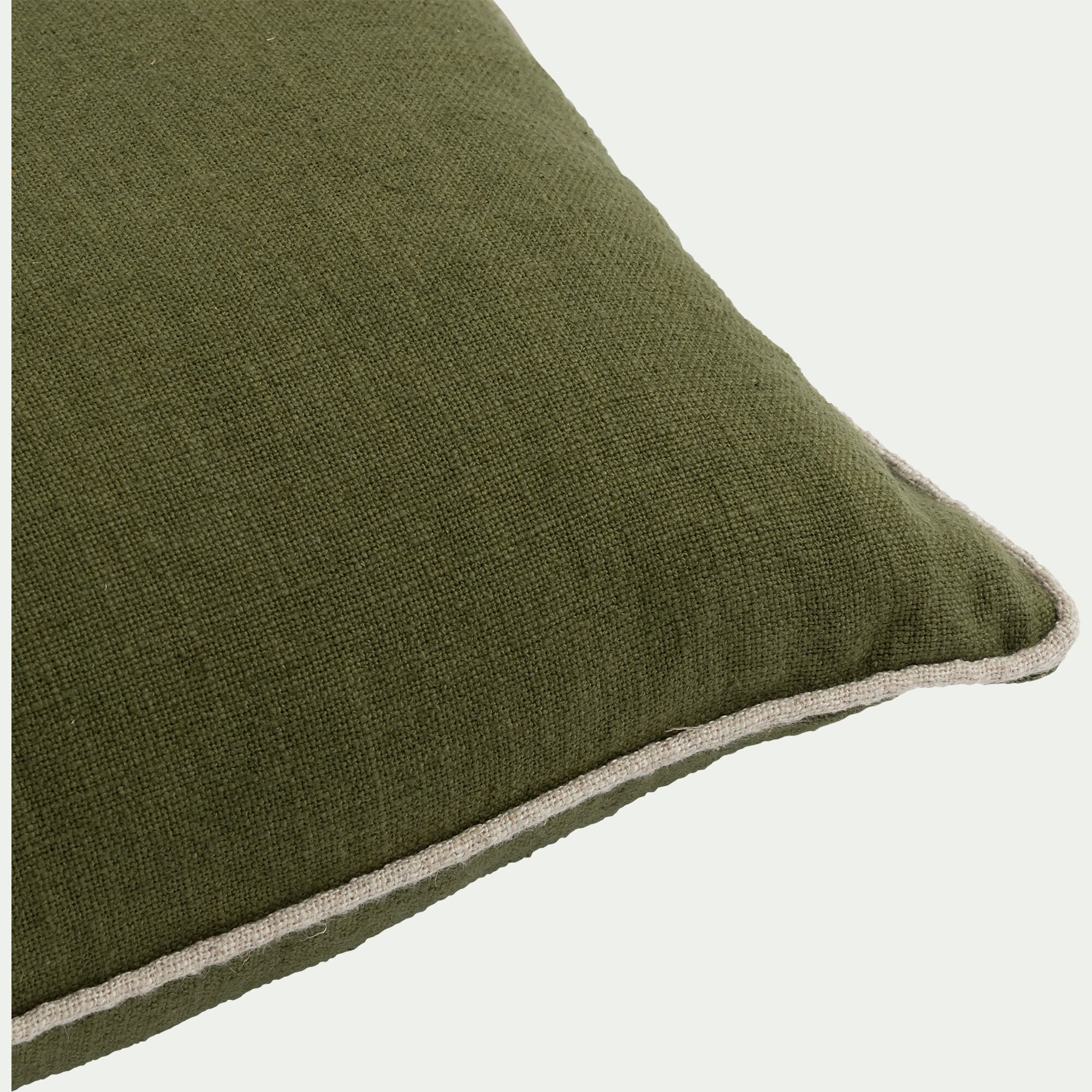 HABL - Coussin avec passepoil en lin et coton 30x50cm - vert tamegroute