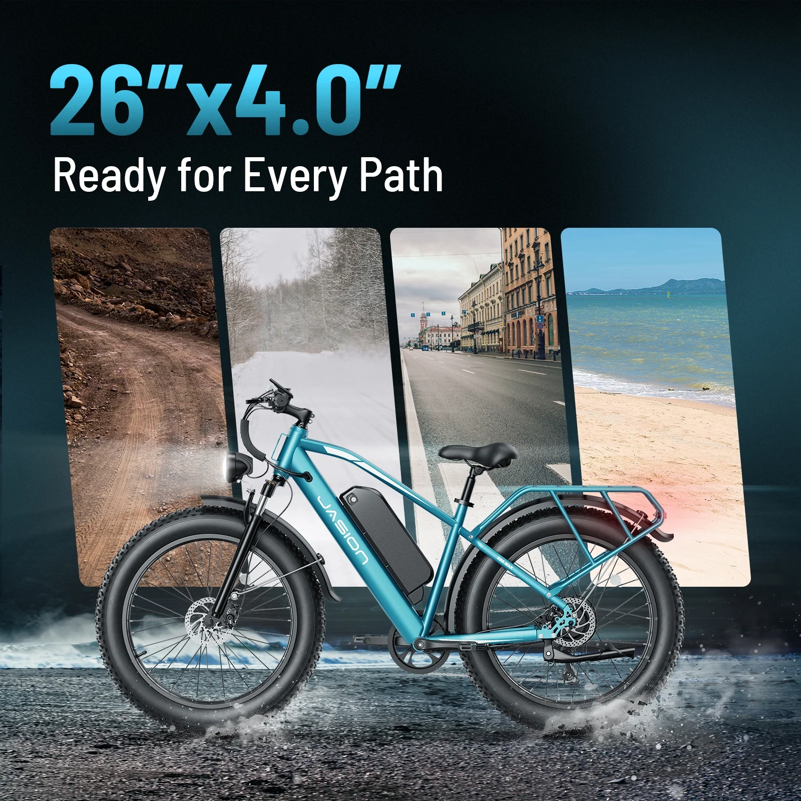 Jasion EB5 MAX Electric Bike for Adults, 750W Electric Mountain Bike with 48V 15Ah Battery, 26'' Fat Tire Off-Road Ebike, 28MPH Shimano 7 Speed Bicycle UL2849 - Image 13