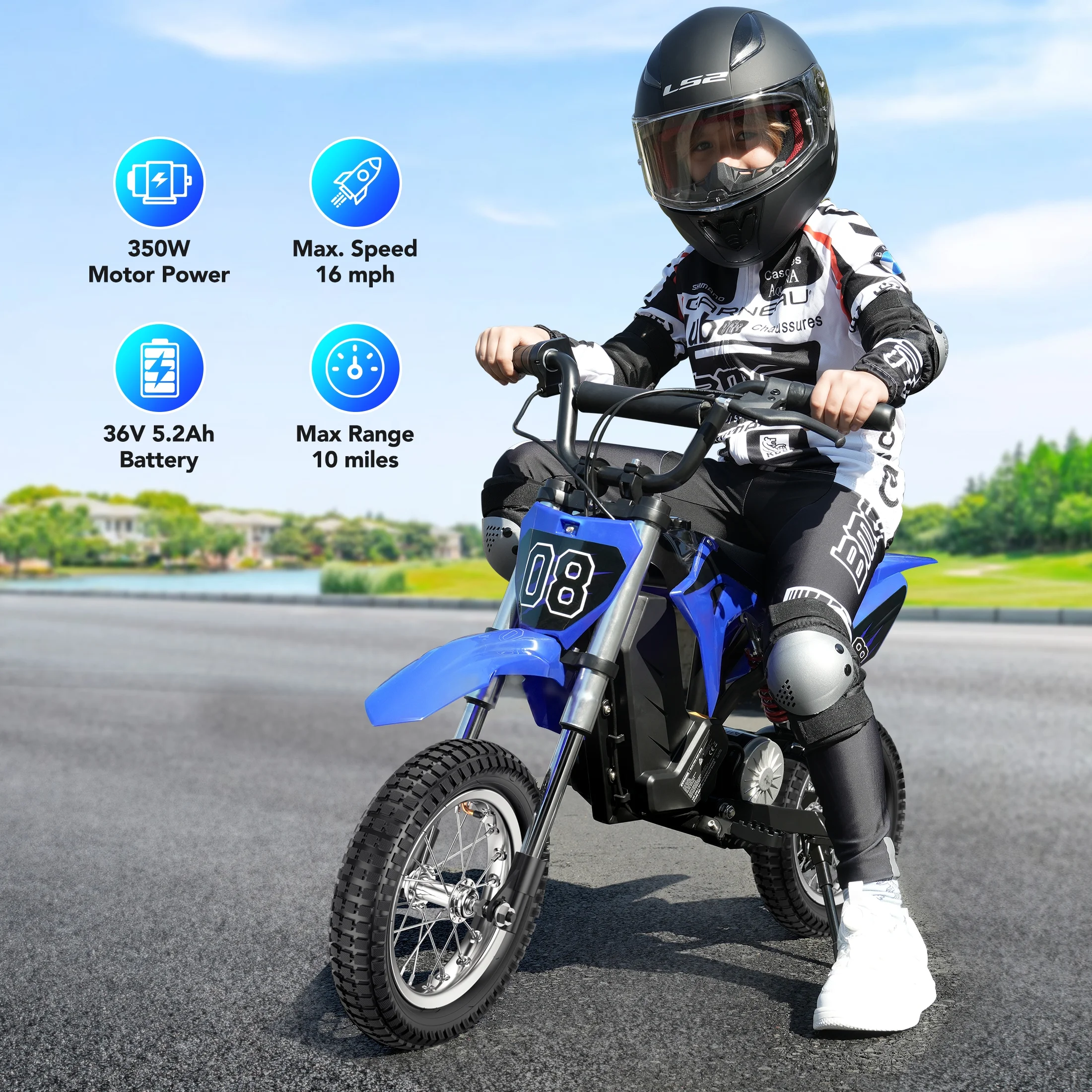 36V Kids Electric Dirt Bike,Fast Speed Electric Motorcycle Up to 16 MPH & 10 Miles Long-Range, 3-Speed Modes, Twist Grip Throttle, Dual Suspension & Brakes for Kids Ages 5-10 Ride on Toys - Image 4