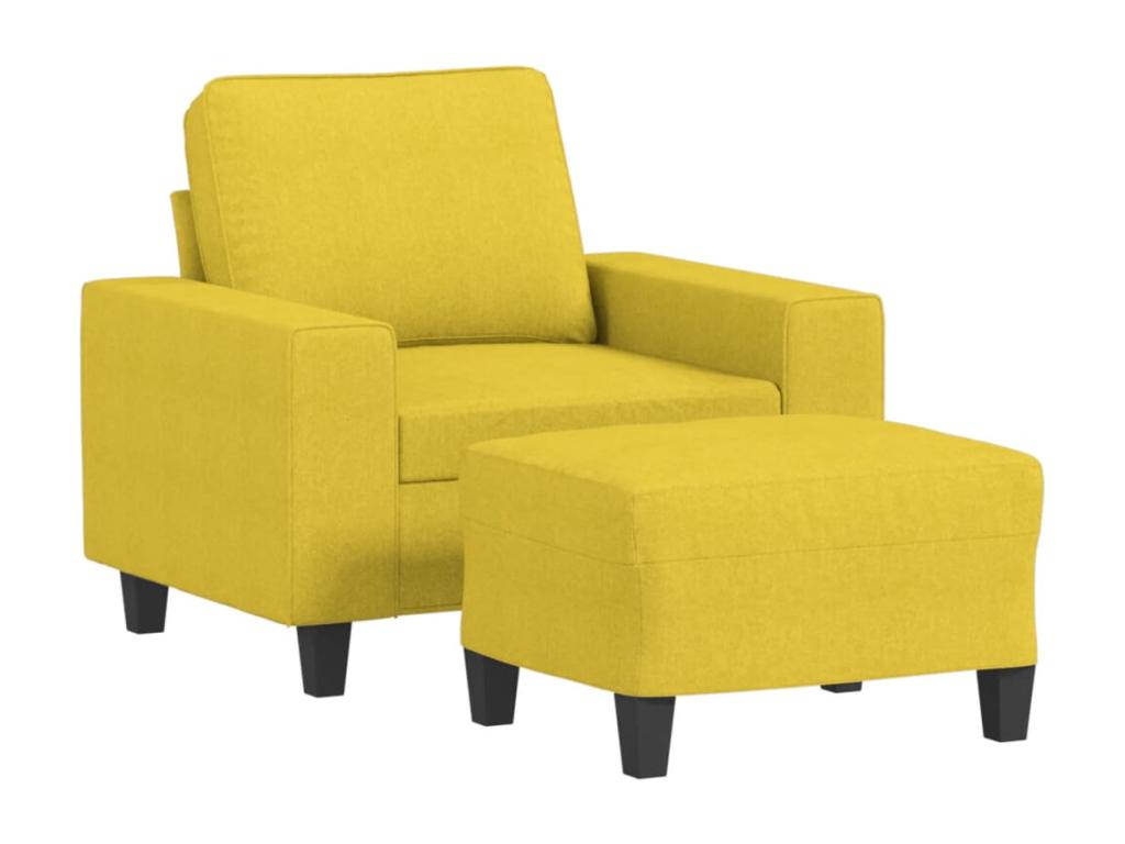Sillón con taburete tela amarillo claro 60 cm