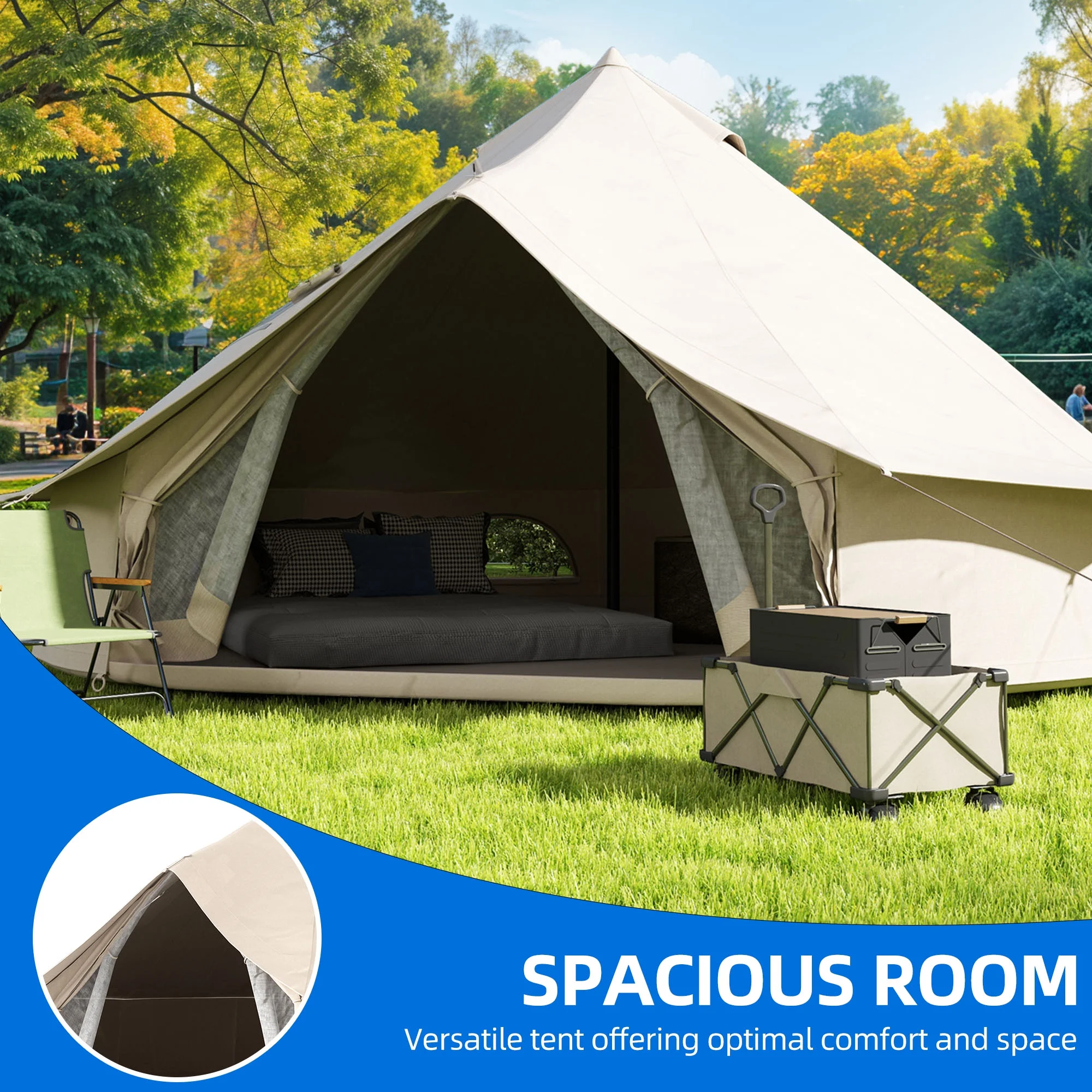 Dextrus Camping Tent with Stove Jacks & Windows for Outdoor Family Party, Camping, Picnic, Barbecue - Image 9