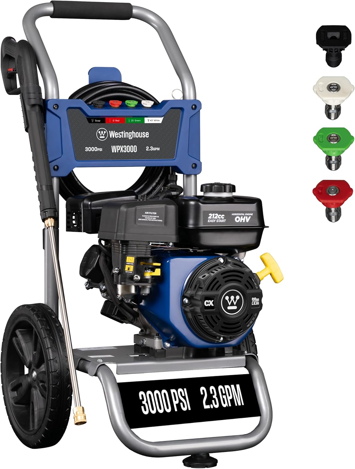 WAYFAIR Westinghouse WPX3400 Gas Pressure Washer, 3400 PSI And 2.6 Max GPM, Onboard Soap Tank, Spray Gun And Wand, 5 Nozzle Set, For Cars/Fences/Driveways/Homes/Patios/Furniture