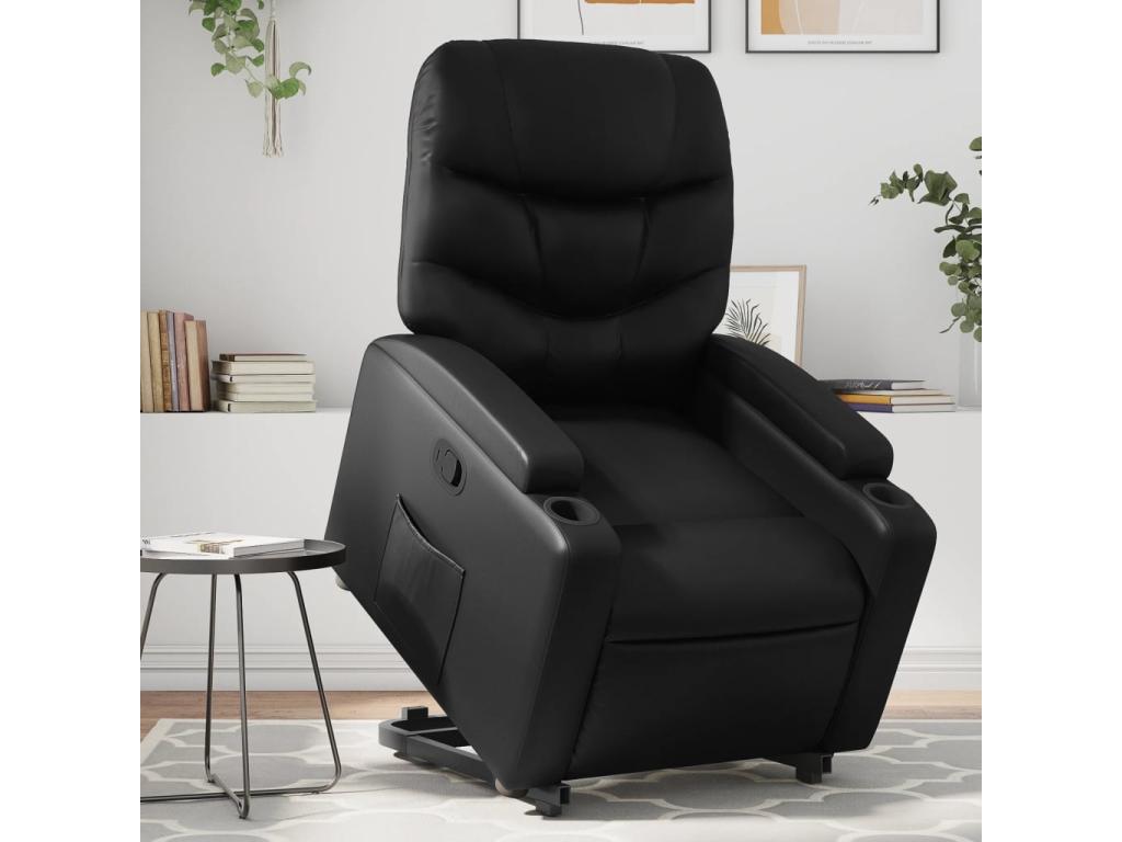Sillón reclinable elevable cuero artificial negro