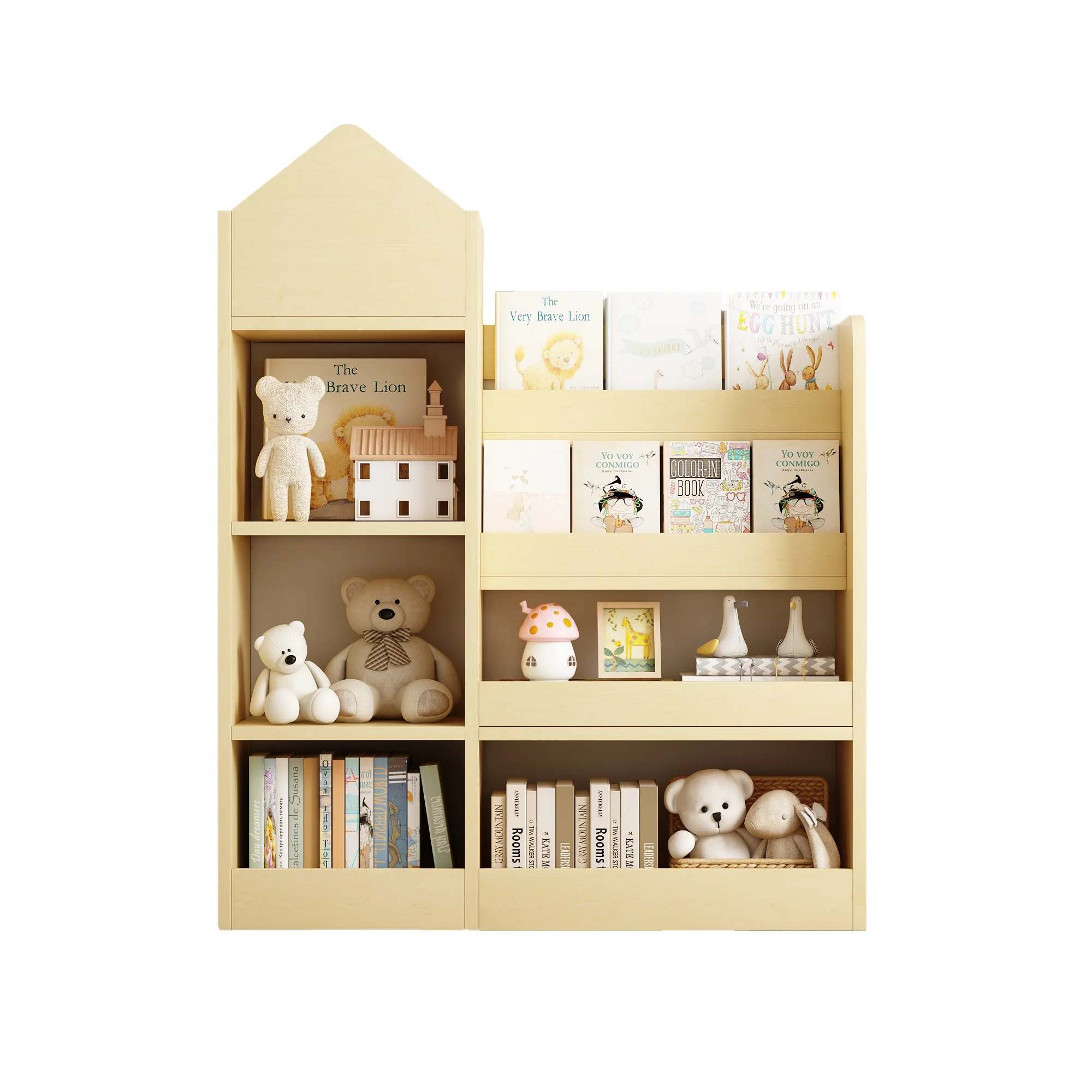 PAPROOS Kids Bookshelf, Wooden Kids Bookcase with Toy Storage Organizer Cabinet, Children Multi Shelf Cubby for Classroom, Kids Bedroom, Nursery, Wood - Image 11