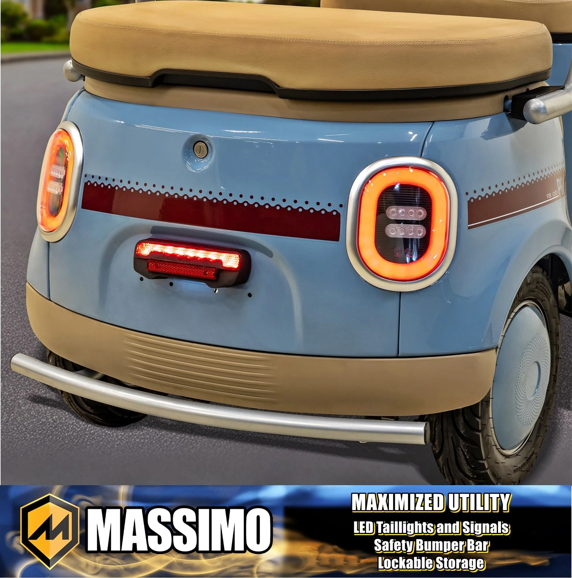 Massimo MGC E-Trike 3-Wheel Electric Cart – 17 MPH, 2-Seater Adult Scooter – Blue - Image 13