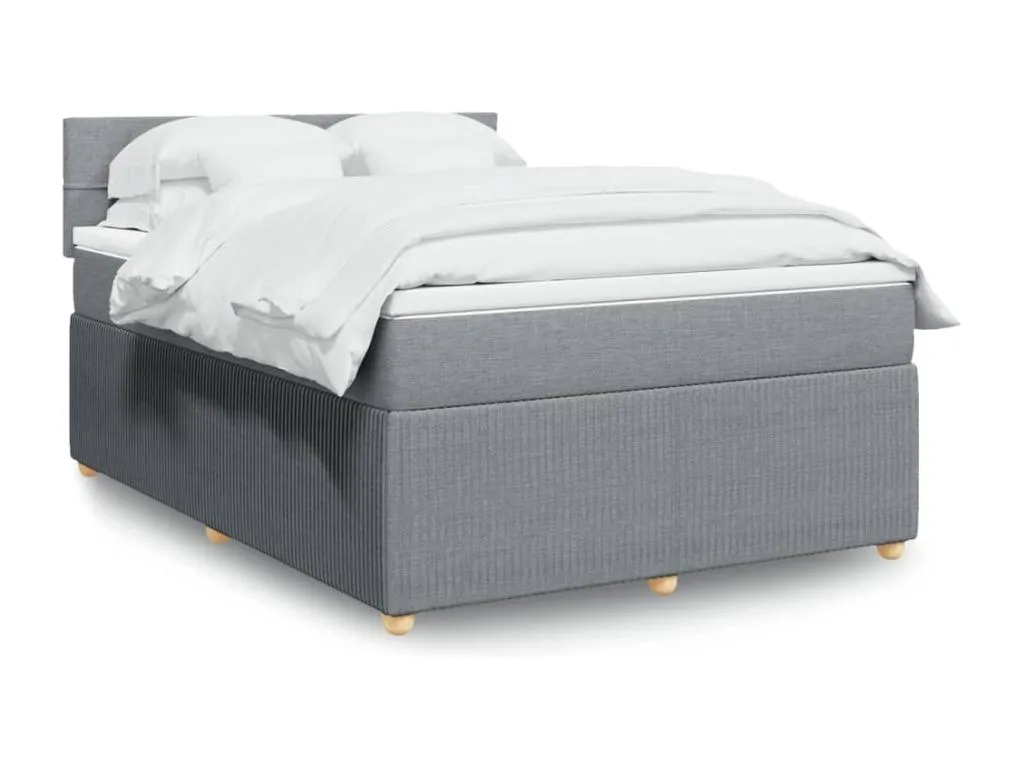 Cama box spring con colchón tela gris claro 140x200 cm anc3520184