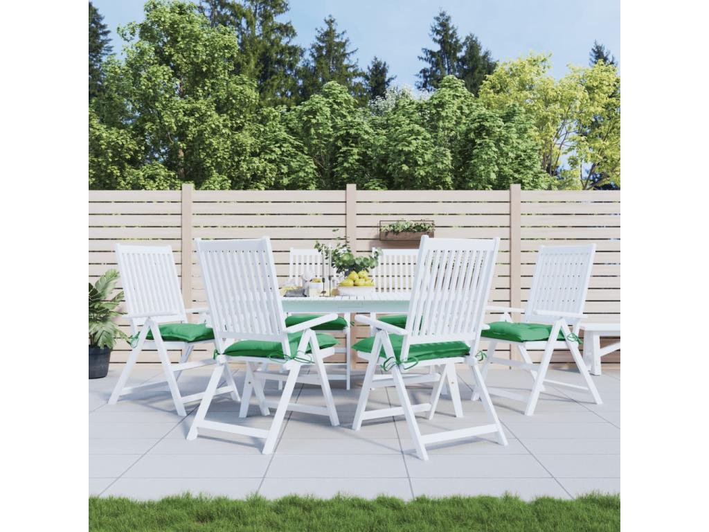 Cojines de silla de jardín 6 uds tela Oxford verde 40x40x7 cm