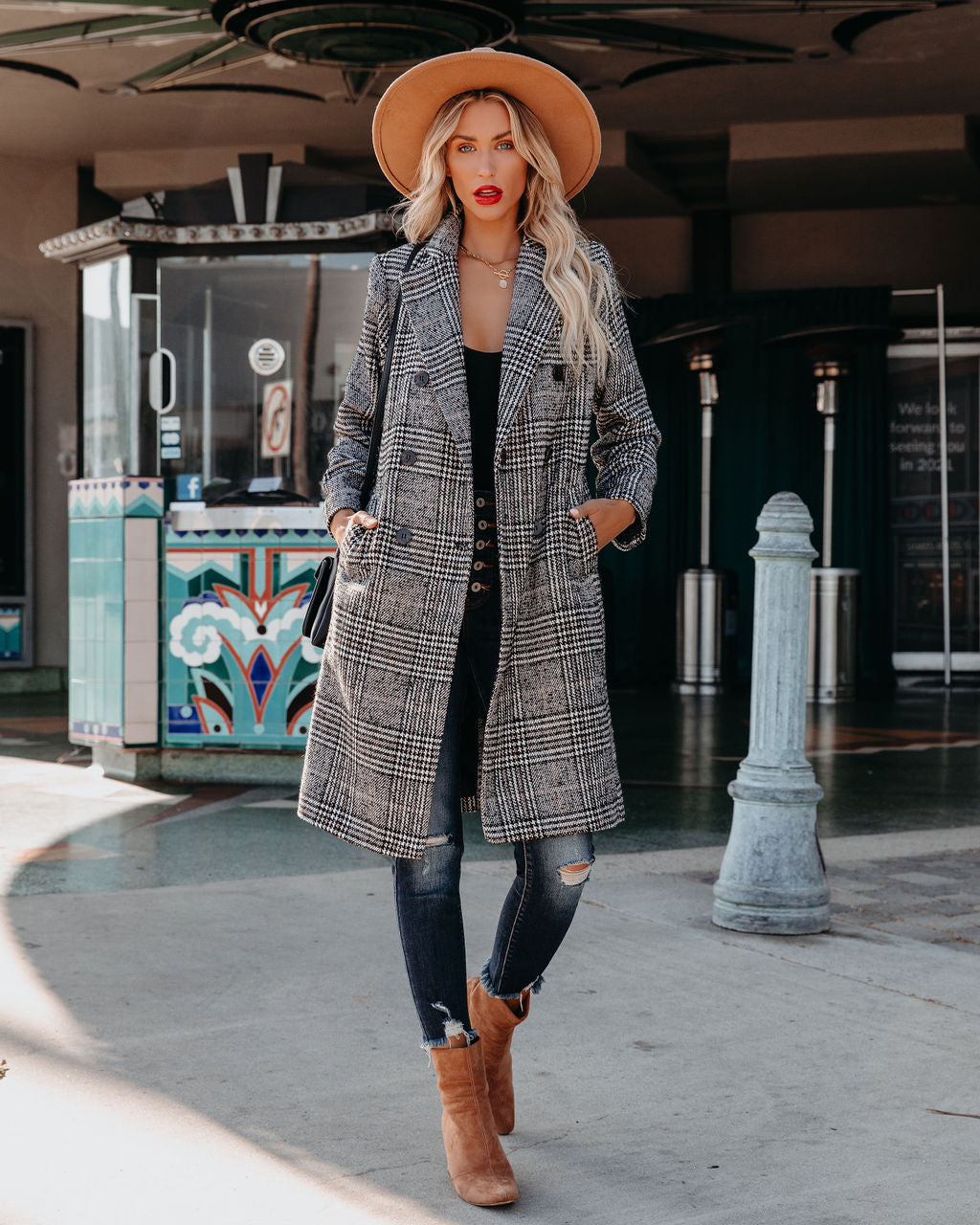 Asher Pocketed Houndstooth Coat - Se7enfashion