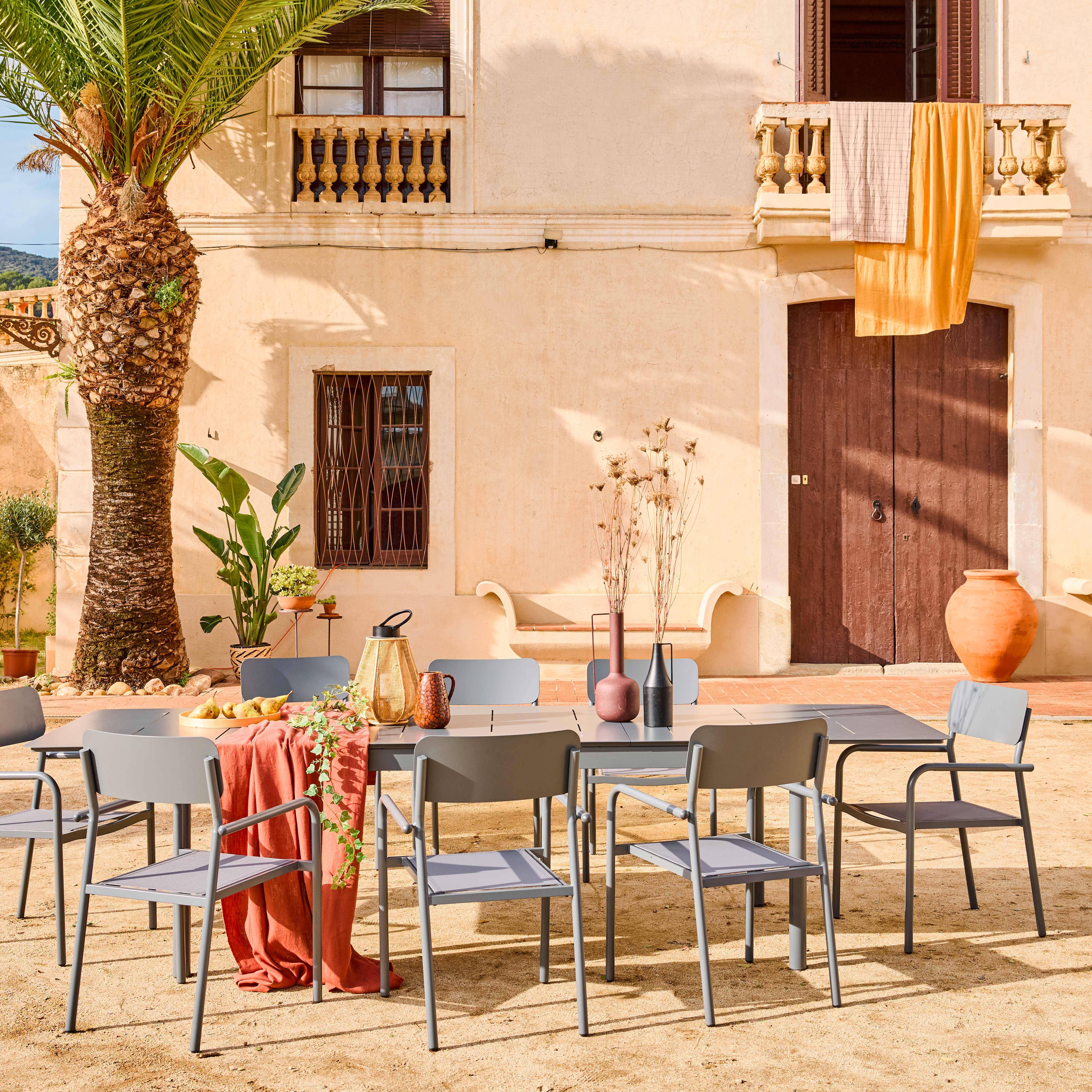 Charleston + Savannah - Mesa de jardín extensible de aluminio 8 sillas