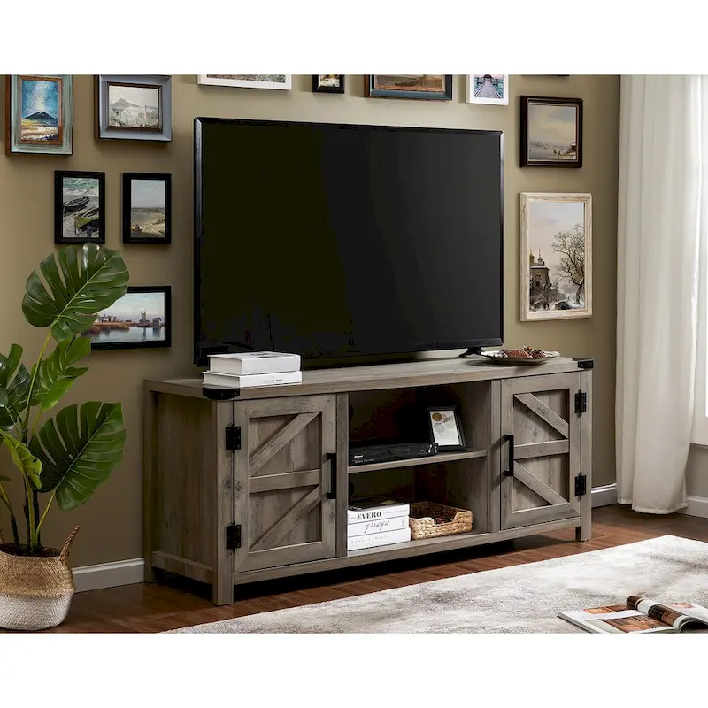 Rustic Farmhouse Barndoor TV Stand - Entertainment Center for TVs up to 70 Inches