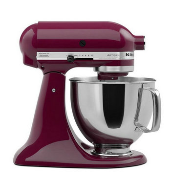 Artisan 5 Qt. 10-Speed Boysenberry Stand Mixer with Flat Beater, 6-Wire Whip and Dough Hook Attachments