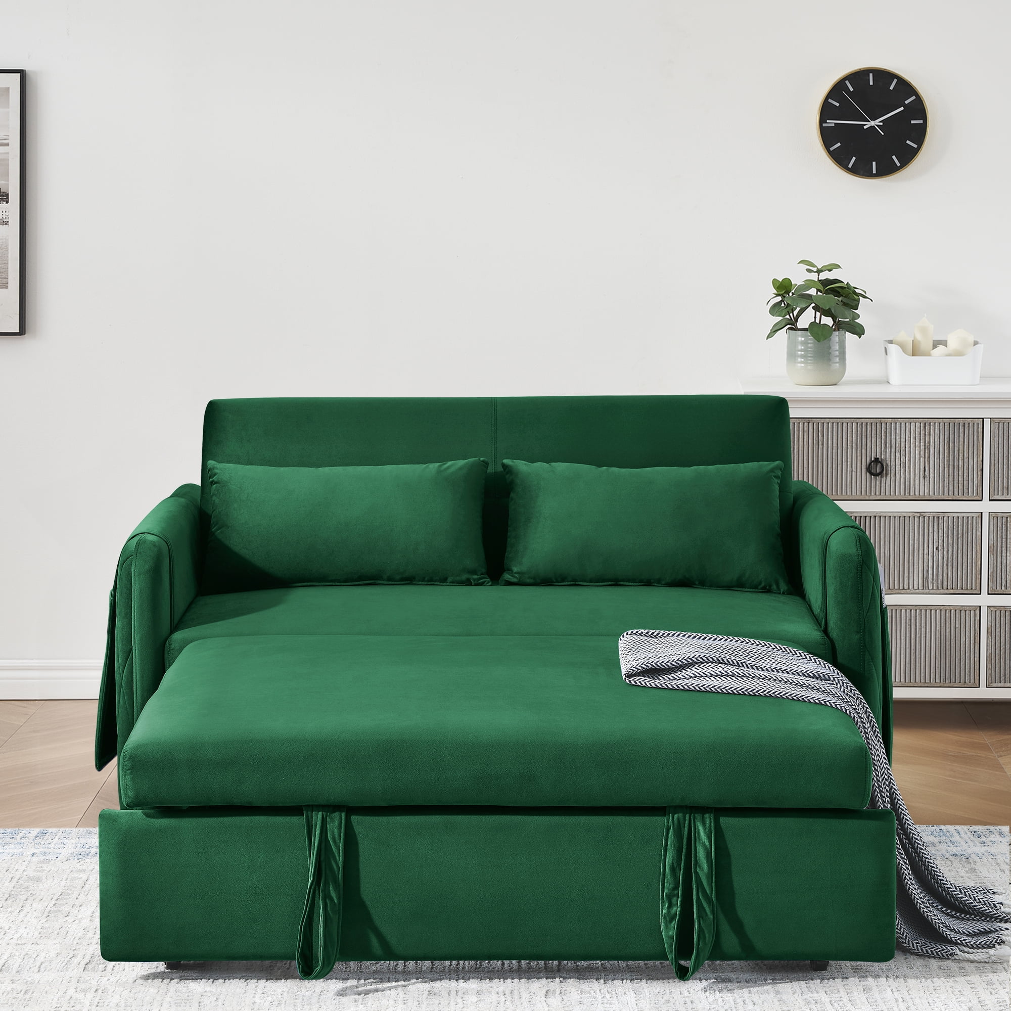 Convertible Sofa Bed,3 in 1 Sleeper Sofa with 2 Pillows and Adjustable Backrest for Living Room Office,Black - Image 16