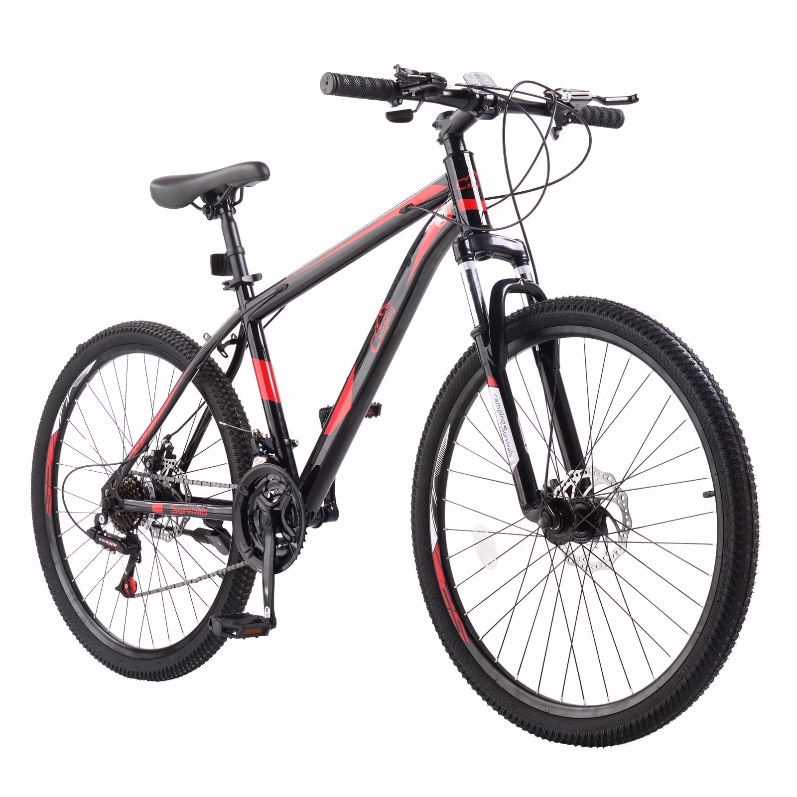 Ubesgoo 26" Lightweight Explorer Mountain Bike, 21 - Speed for Men and Women Disc Brakes Suspension, Red/Black(RedBlack)