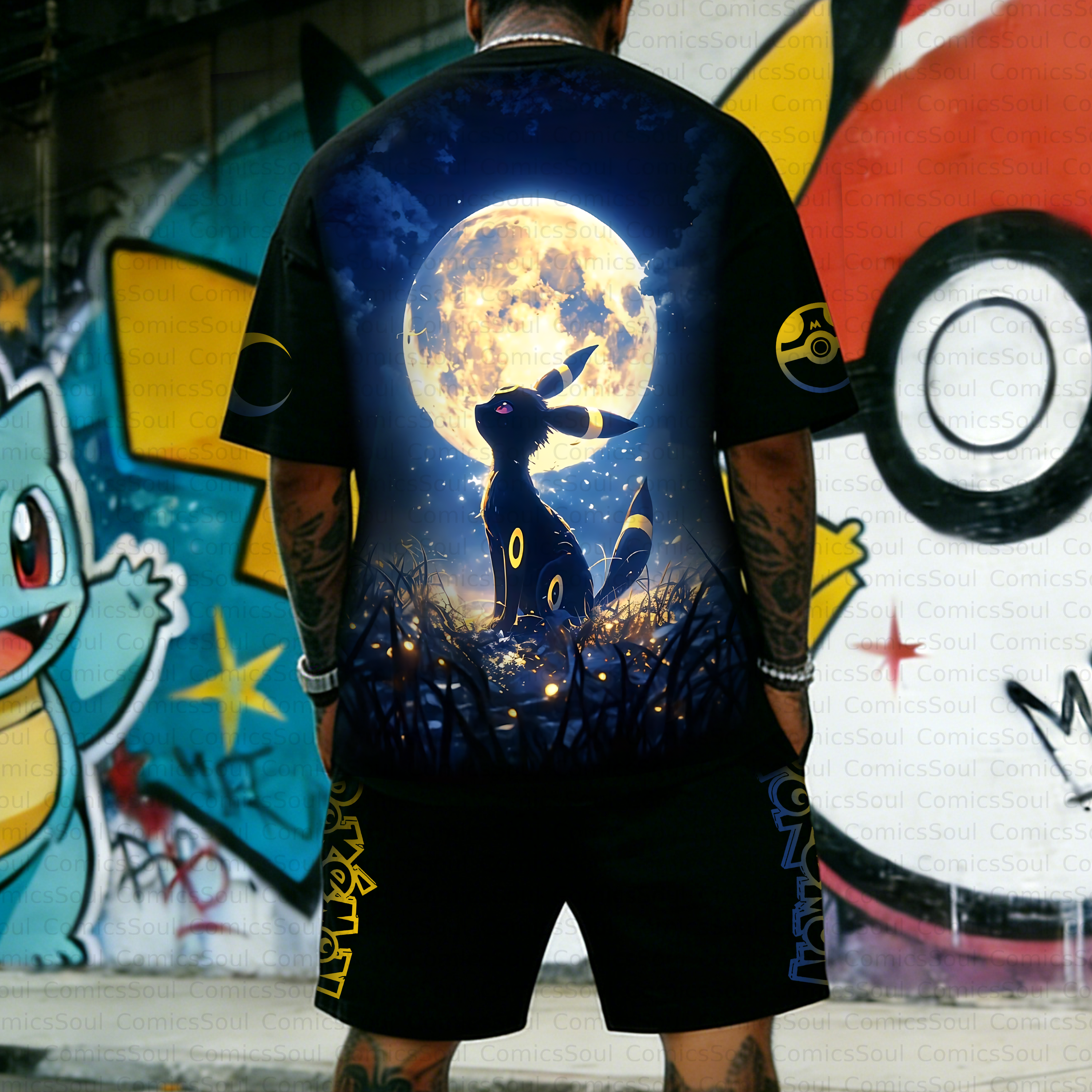 Unisex Anime Inspired Vintage T-shirt& Shorts 2 Pieces Set