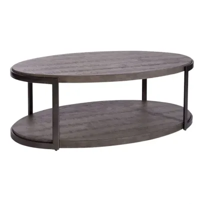 Contemporary Gauntlet Gray Oval Coffee Table