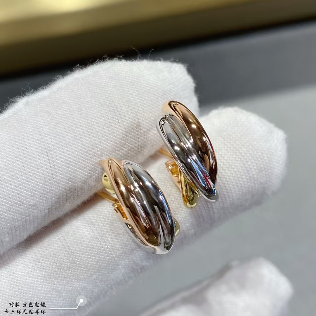 Cartier Three Colors Metal Hoop Earrings - Original Replica Club