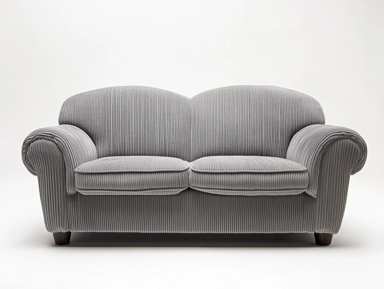 Sofá de 2 plazas con tapizado de pana acanalada gris, tamaño 190x95x85 cm