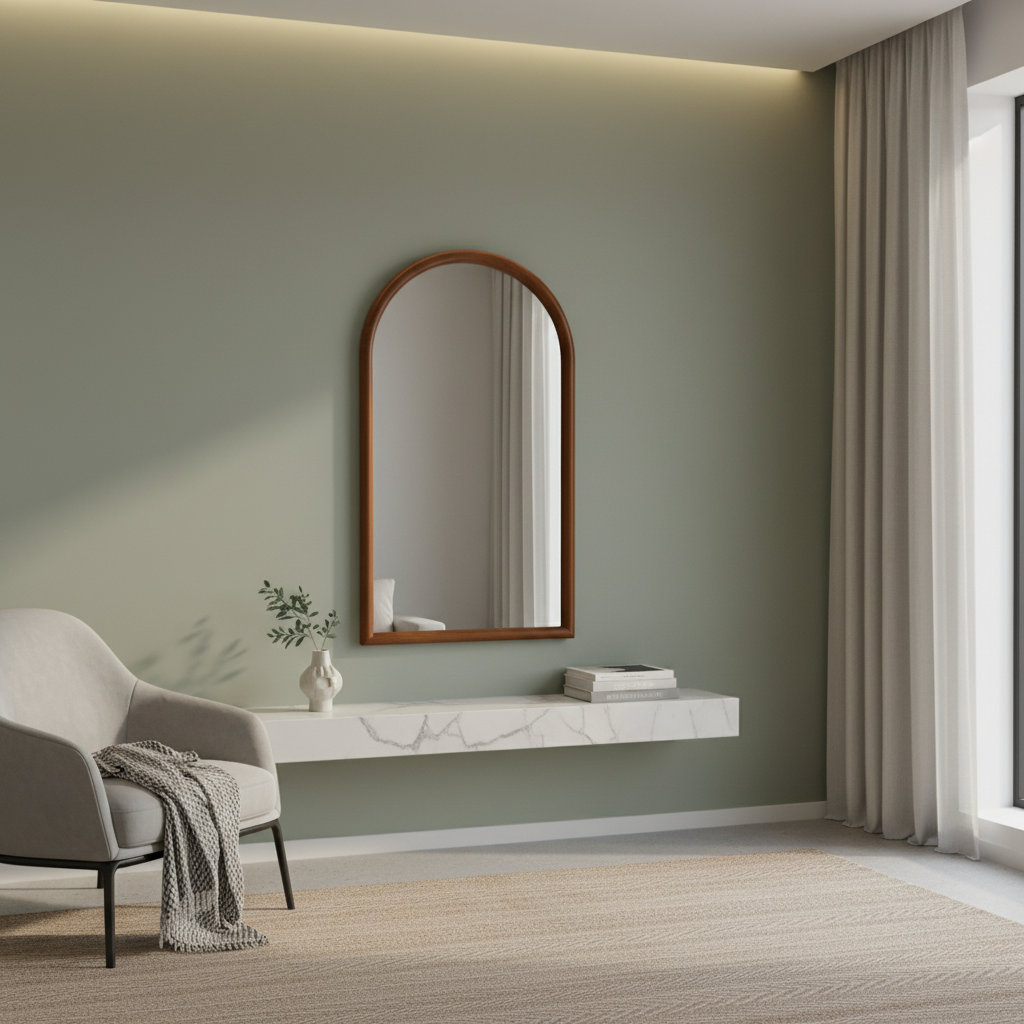 Luke - Espejo arco de madera de pino decorativo de pared