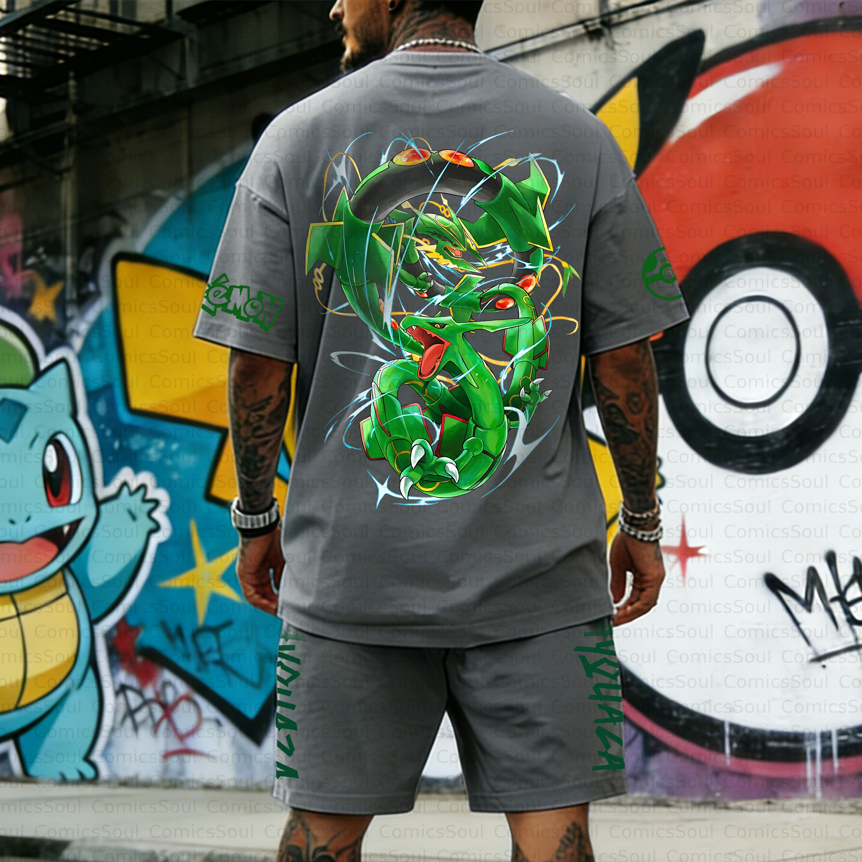 Unisex Anime Inspired Vintage T-shirt& Shorts 2 Pieces Set