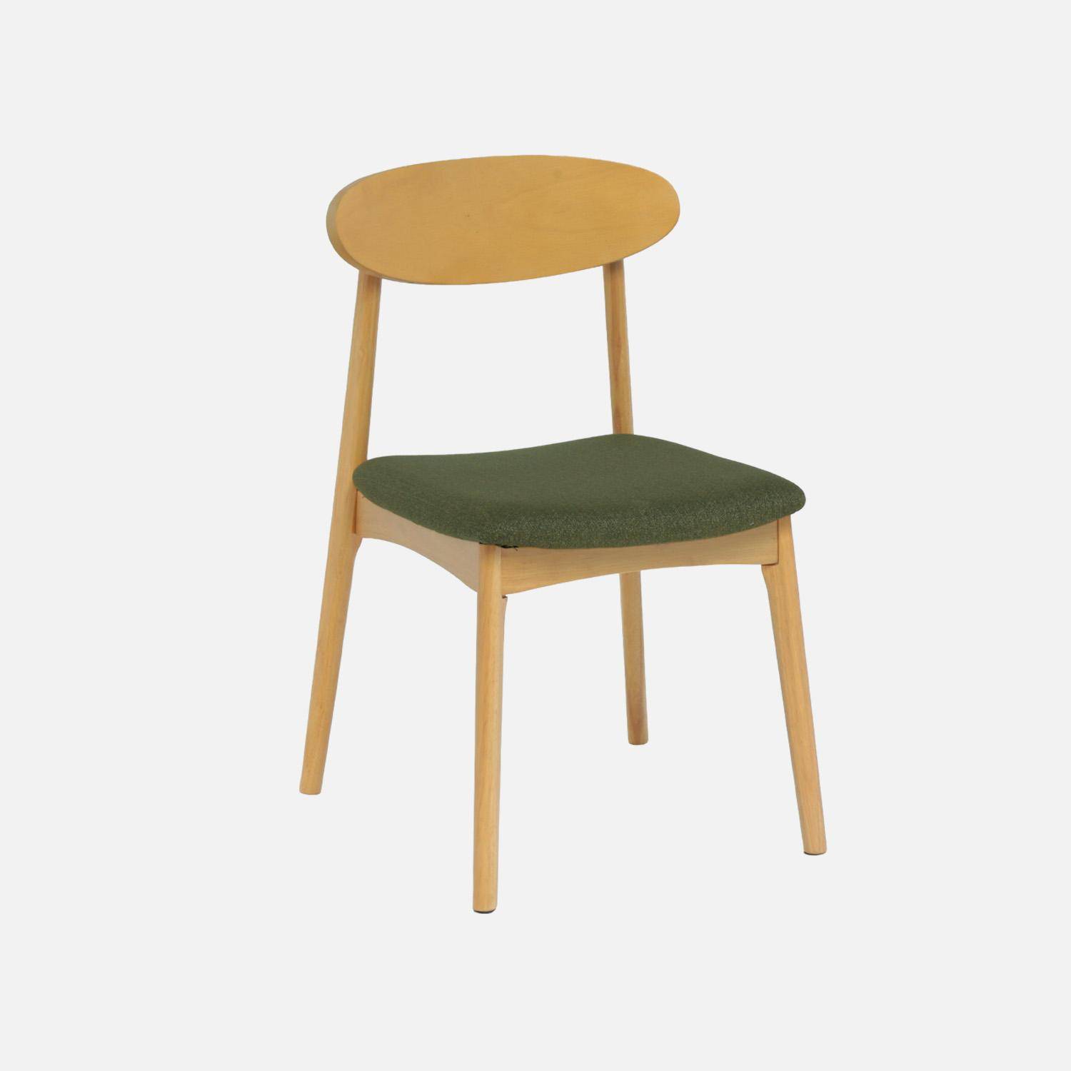 Aria - Silla vintage de madera de hevea natural y tela (lote de 2)