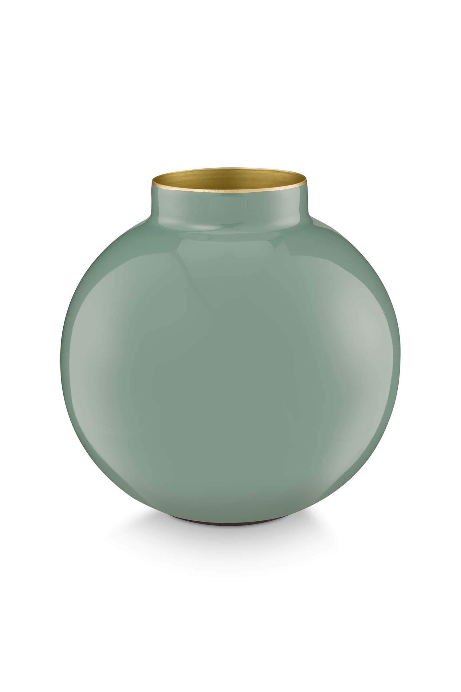 Vase Metal Mid Green 17cm