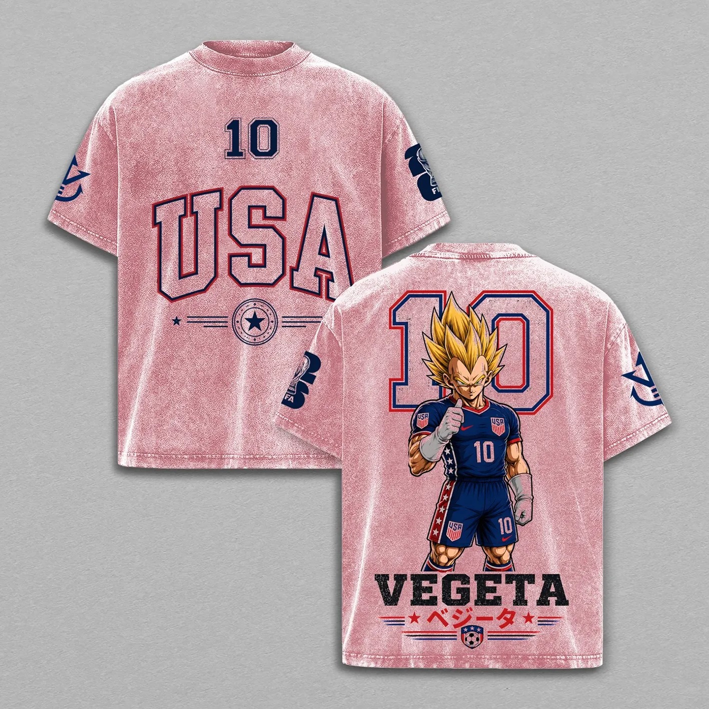 Vegeta Dragon Ball Z World Cup USA 2026 Unisex Washed T-Shirt