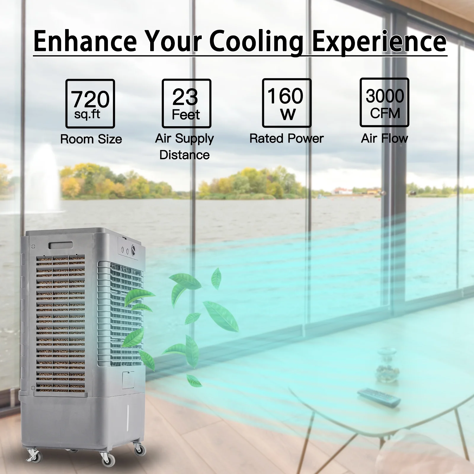 YougetTech 37'' Portable 3000CFM Evaporative Air Cooler - Image 6