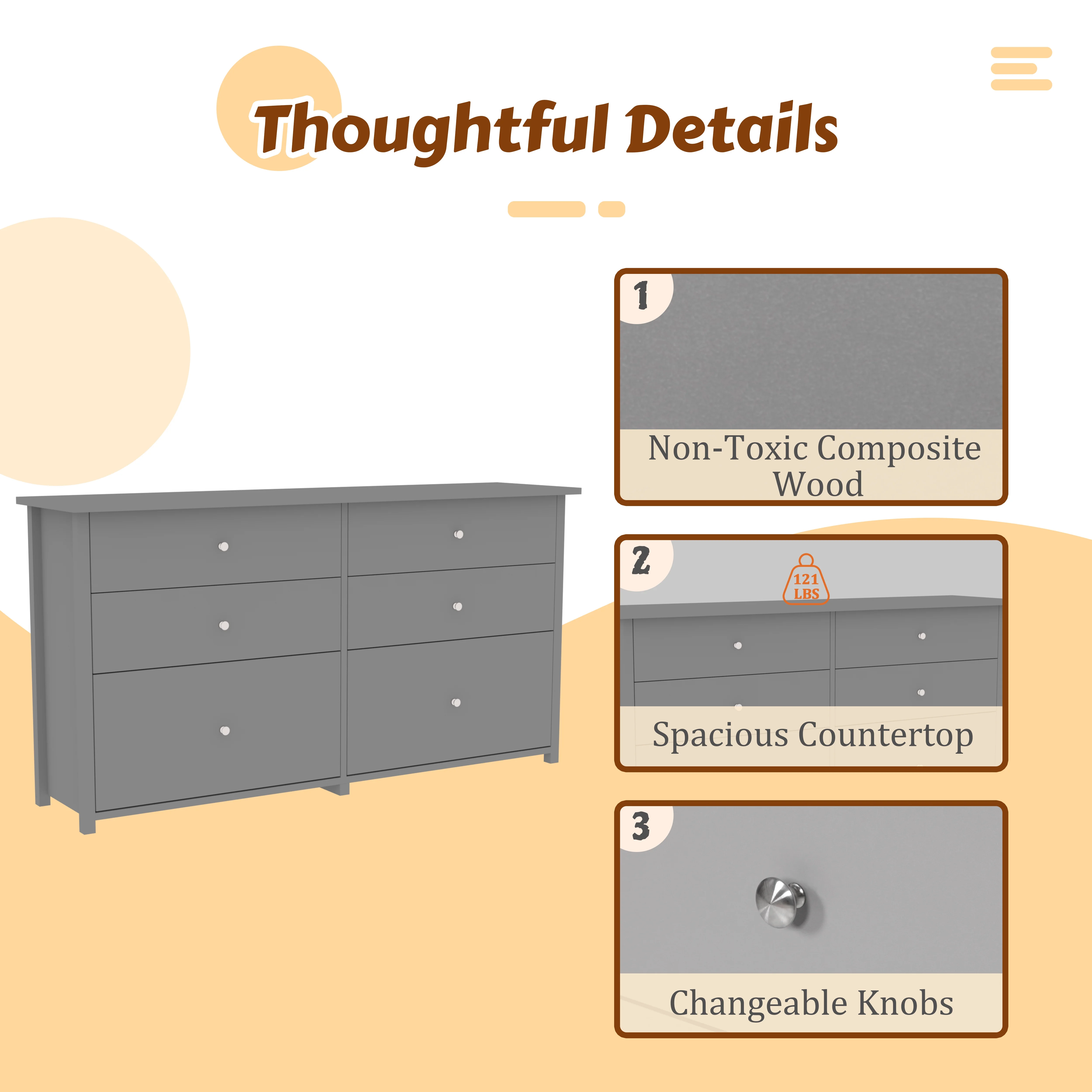 VEIKOUS Oversized 5-Drawer Dresser Chest, Large Storage Dresser for Bedroom Storage, Oak - Image 45