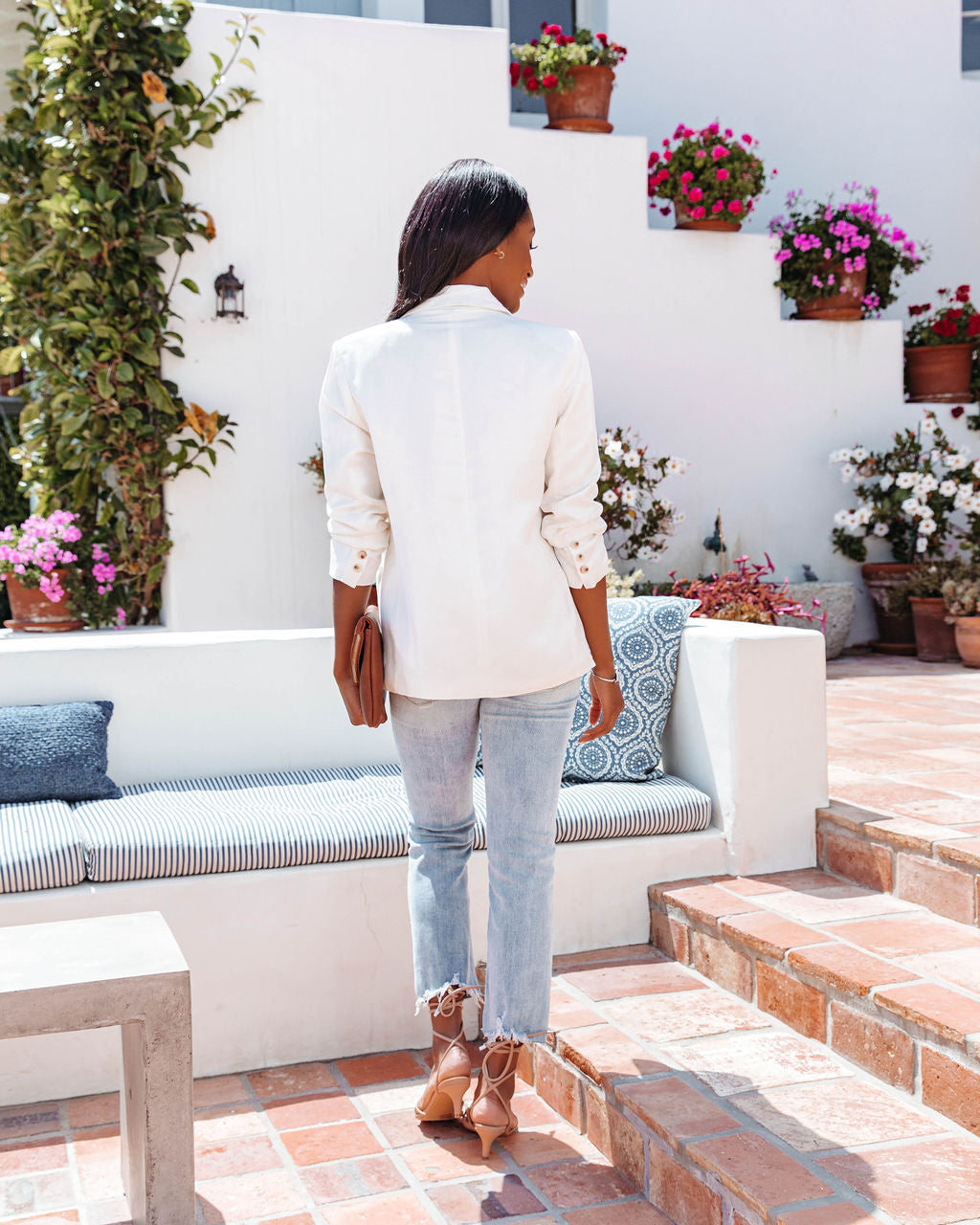 Bennett Pocketed Linen Blend Blazer - Off White - FINAL SALE - Se7enfashion