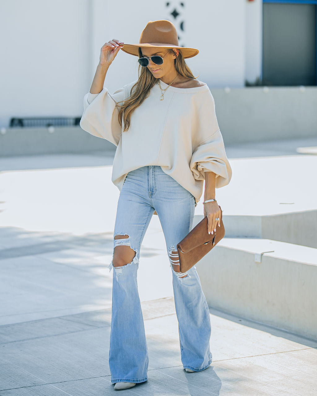 Running Errands Knit Oversized Pullover Sweater - Cream - Se7enfashion