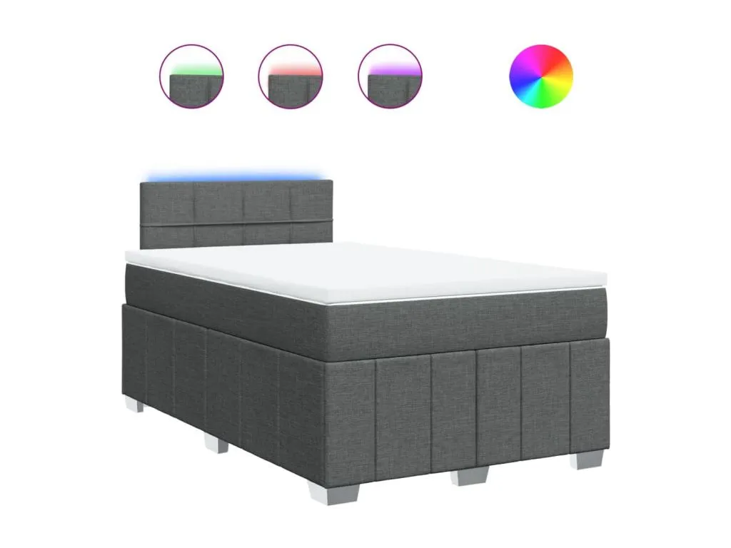 Cama box spring con colchón tela gris oscuro 120x190 cm enf3519710