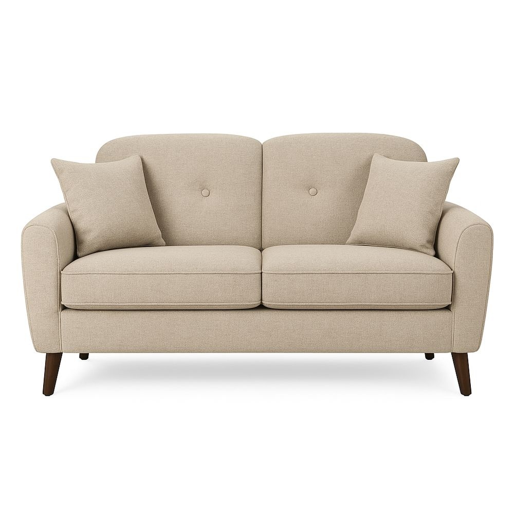 Sofá beige de sala dos plazas contemporáneo tapizado tela