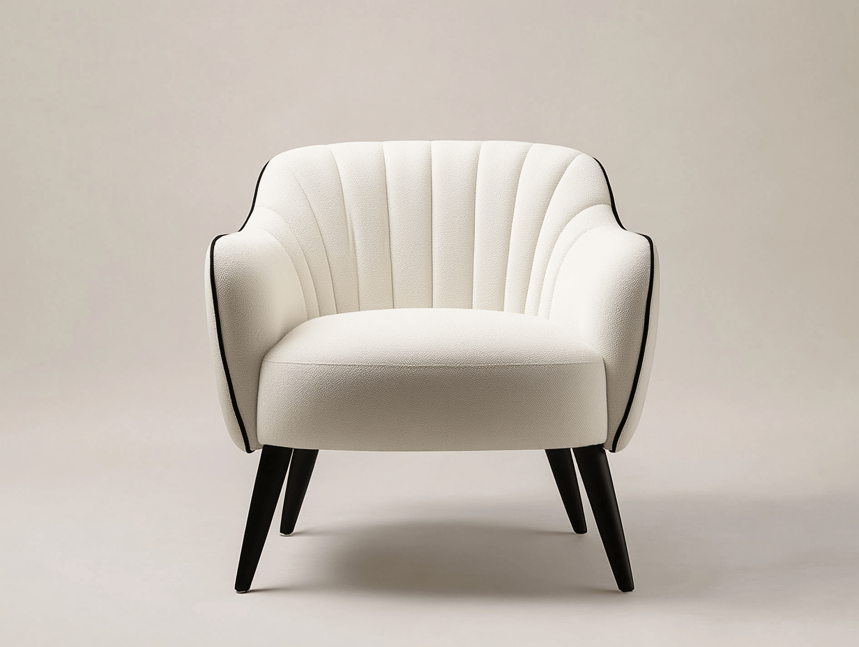 Sillón tapizado blanco con patas negras 70x75x80cm
