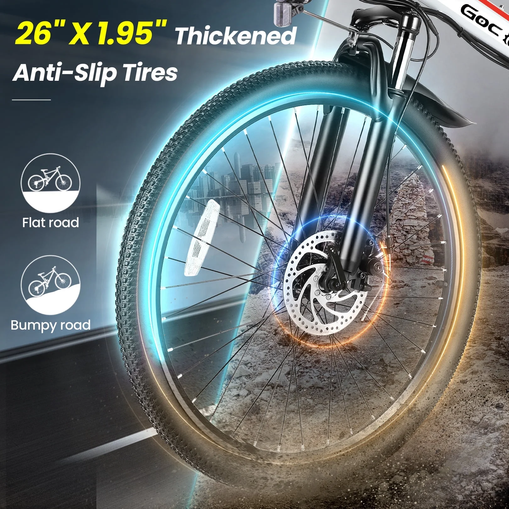 Gocio 26" Folding Electric Bike for Adults, 500W Electric Mountain Bike, Dual shock absorbers, 48V 7.8Ah Battery, Shimano 21 Speed, UL2849 - Image 25