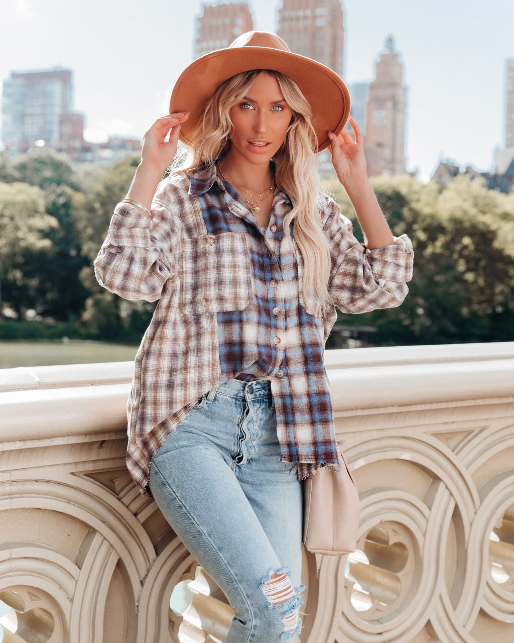 Veryl Cotton Frayed Plaid Button Down Top - Se7enfashion