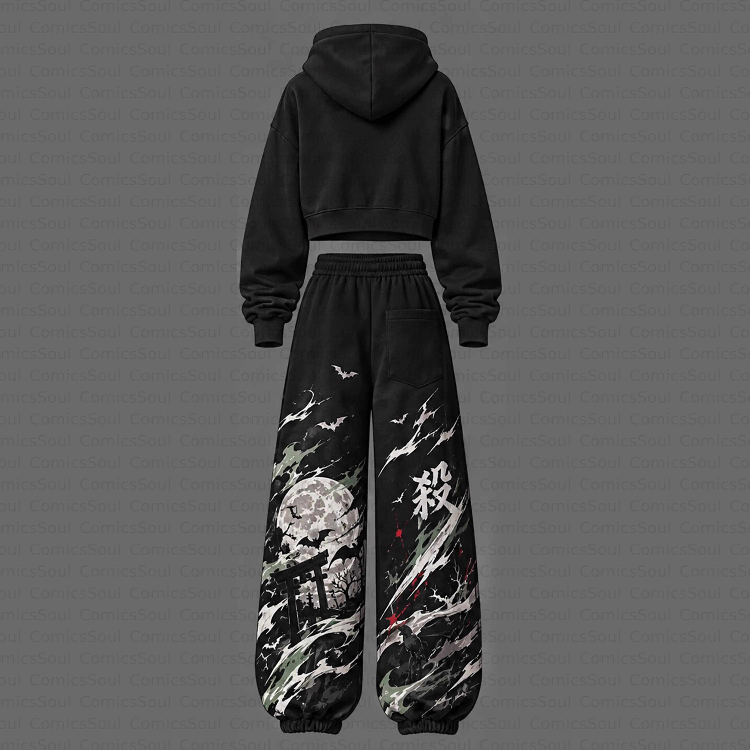 Demon Slayer Cropped Long Sleeve Hoodie & High Waist Jogger Pants Two Piece TeeThreads Sustain the Scene with Custom Apparel