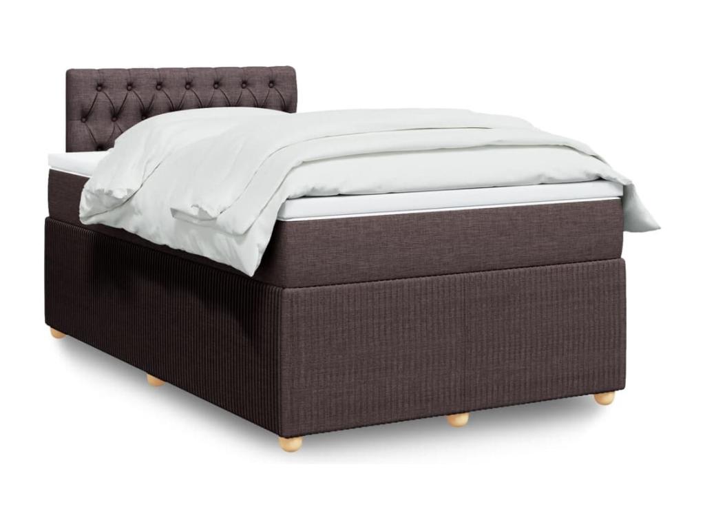 Cama box spring con colchón tela marrón oscuro 120x200 cm